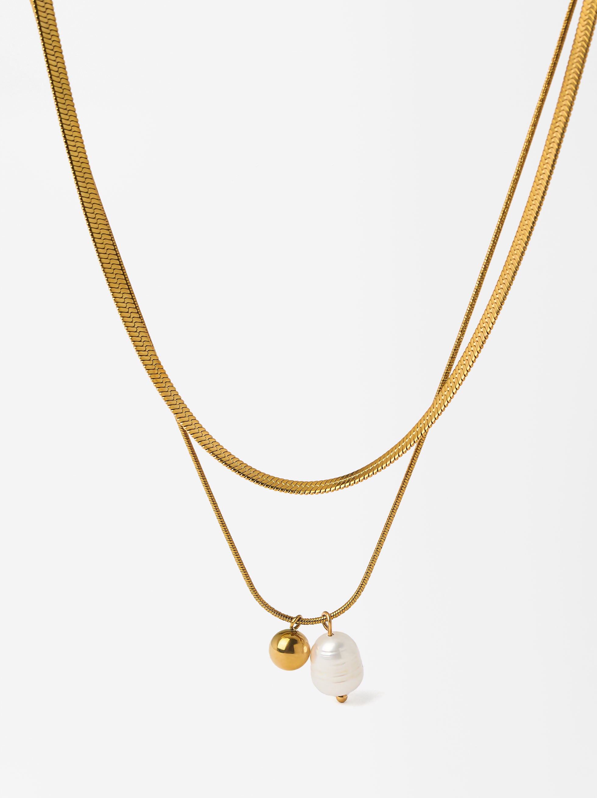 Set De Collares De Perlas - Acero Inoxidable