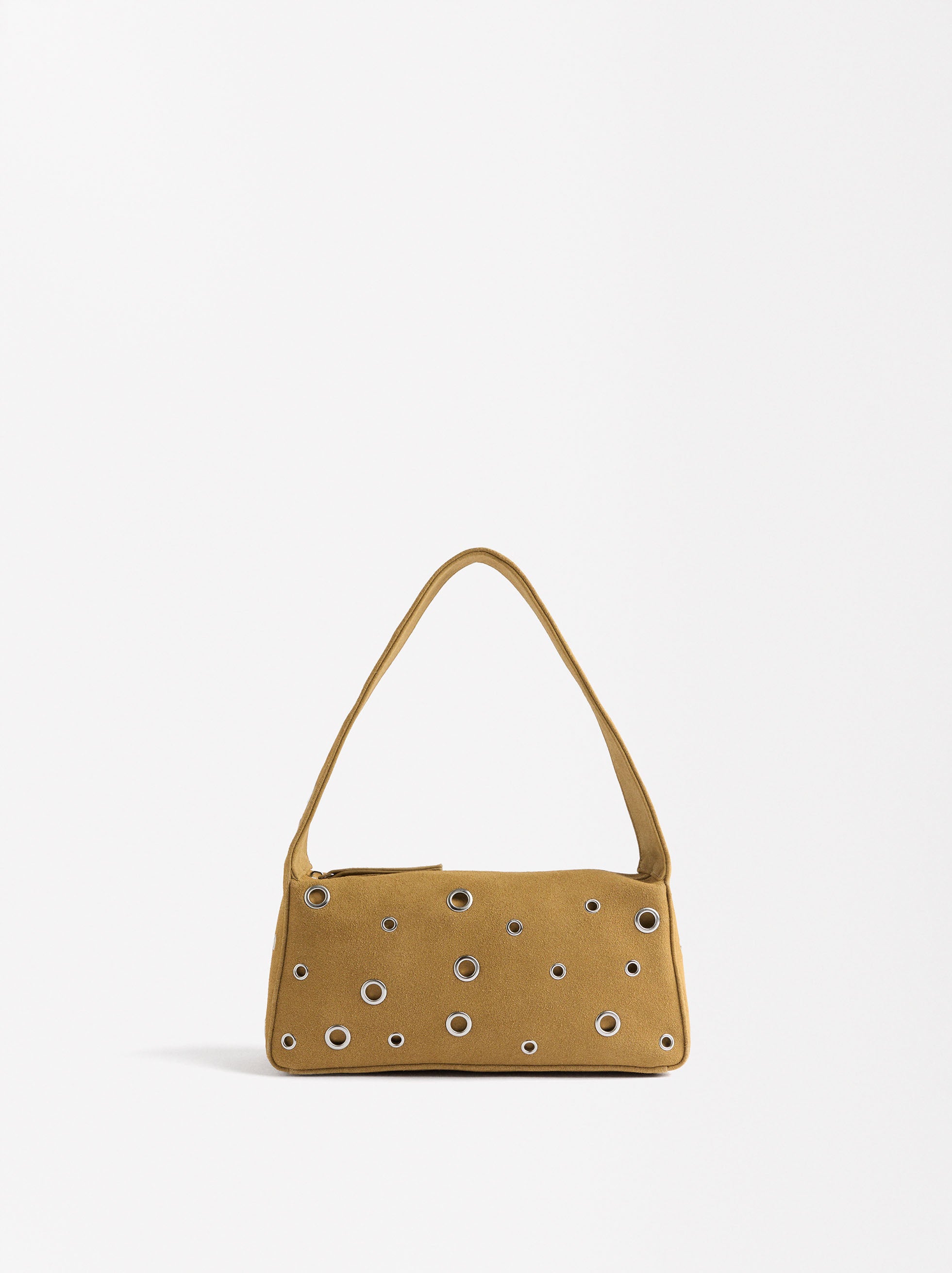 Bolso De Hombro De Piel Con Detalle De Tachuelas