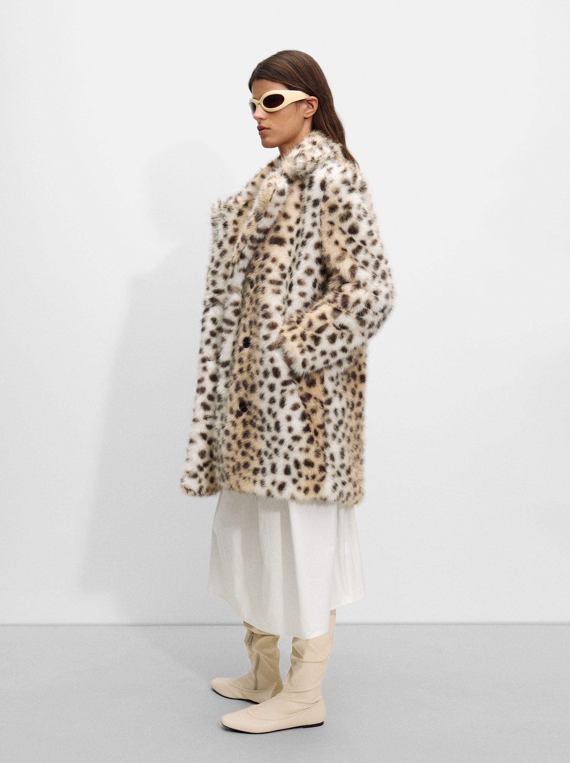 Abrigo De Efecto Pelo Estampado Animal