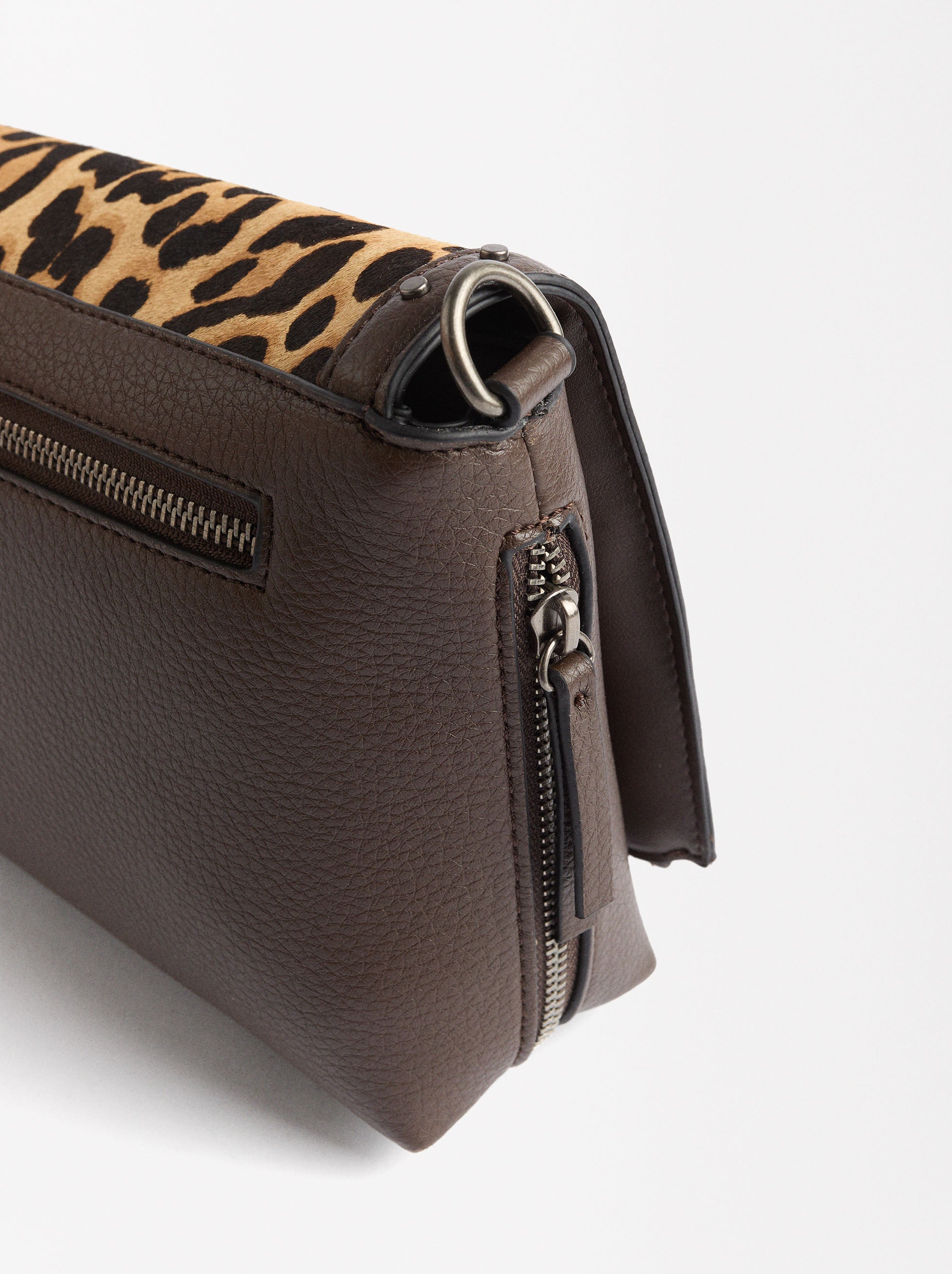Bolso De Hombro Con Piel Estampado De Leopardo Y Asa Bandolera