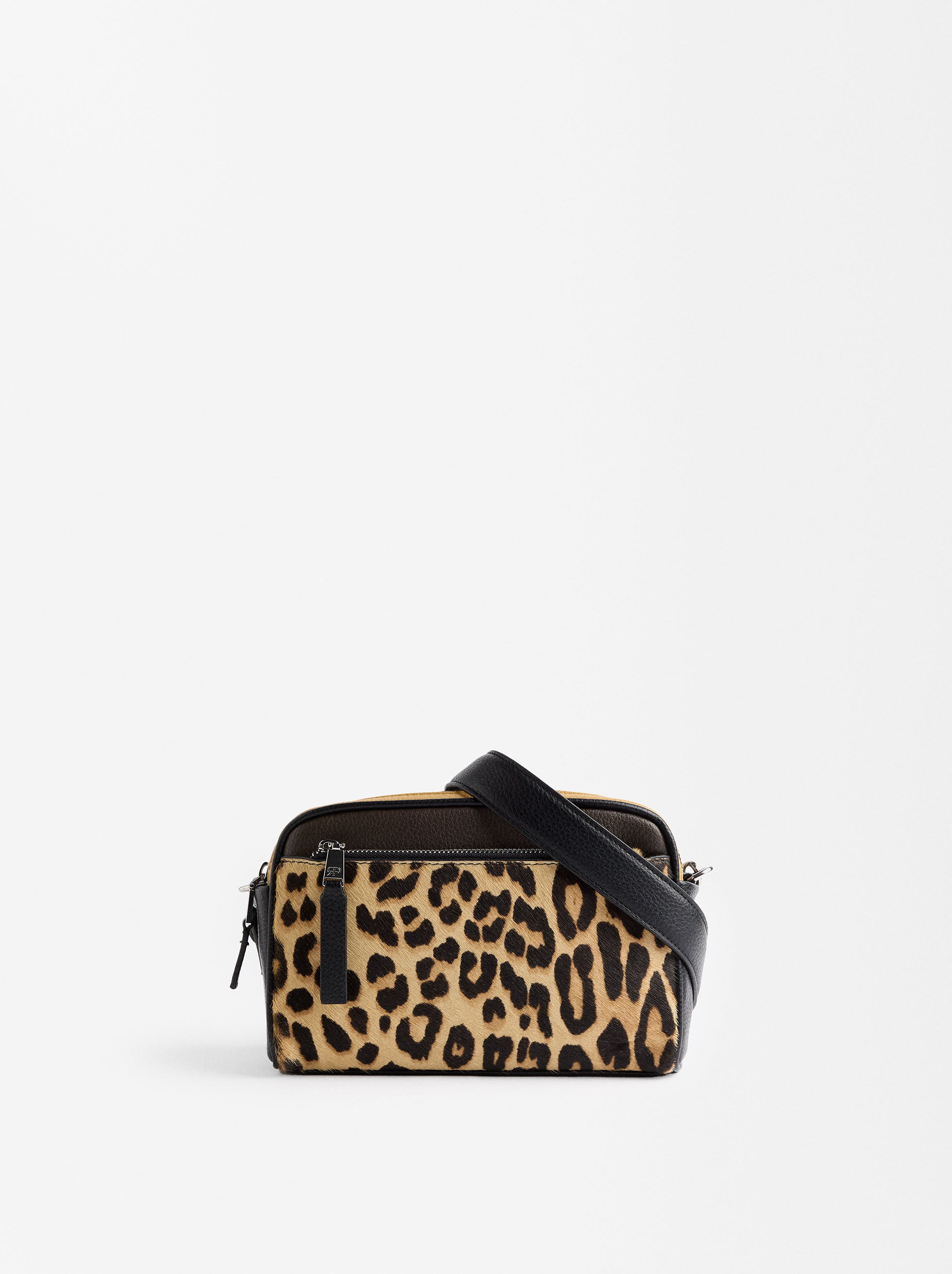 Bolso Bandolera Con Piel Estampado De Leopardo