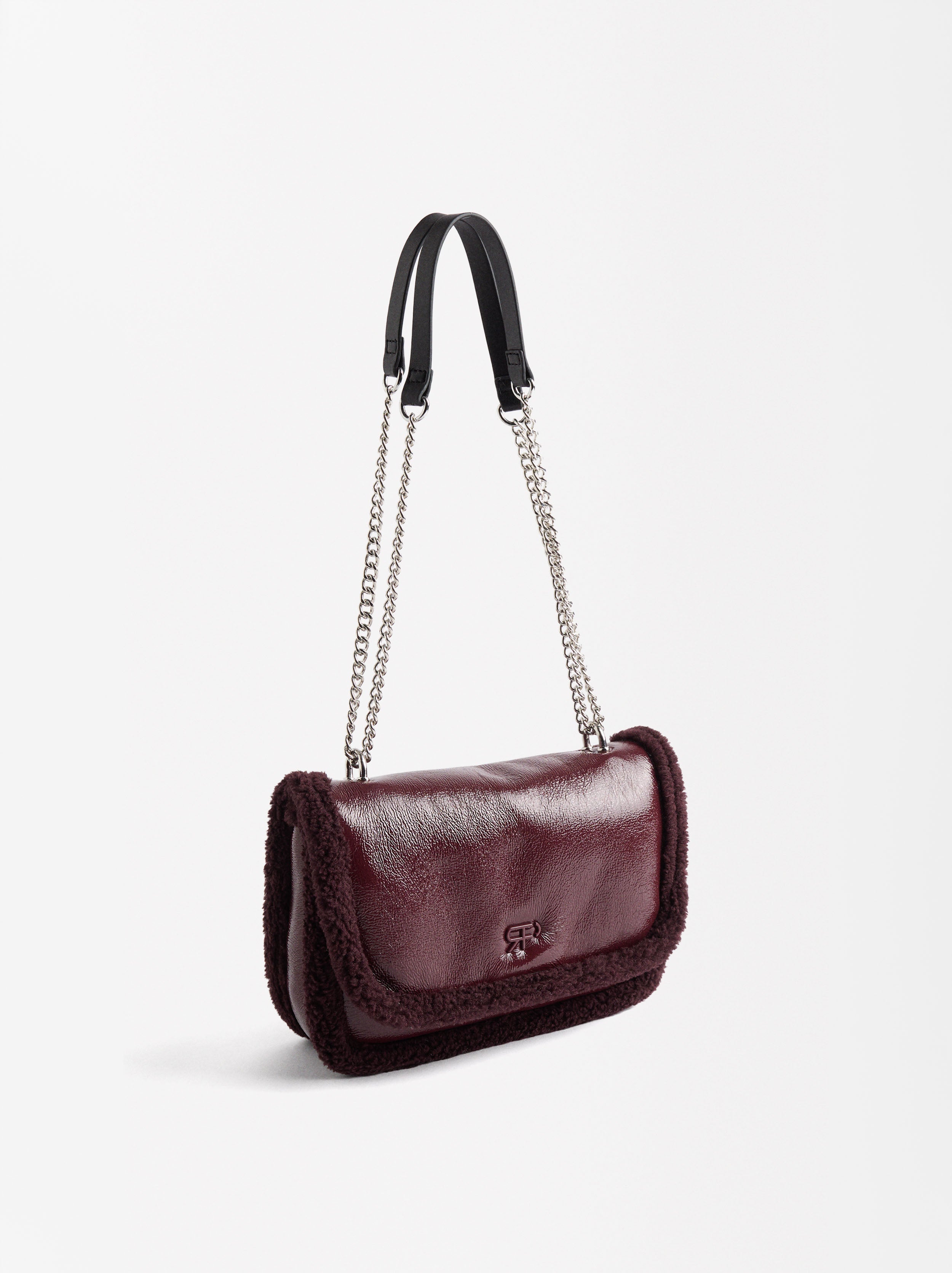 Bolso De Hombro Con Cadena Y Efecto Pelo