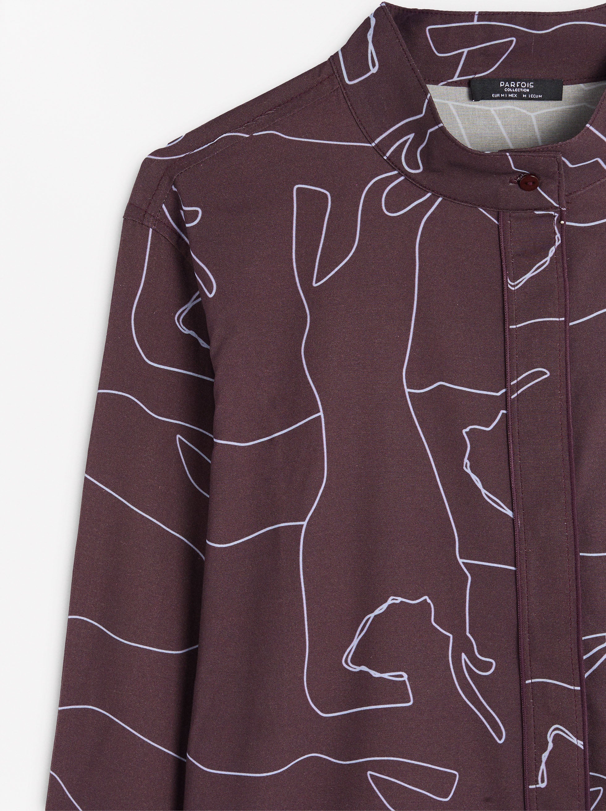 Camisa Estampada Cuello Mao