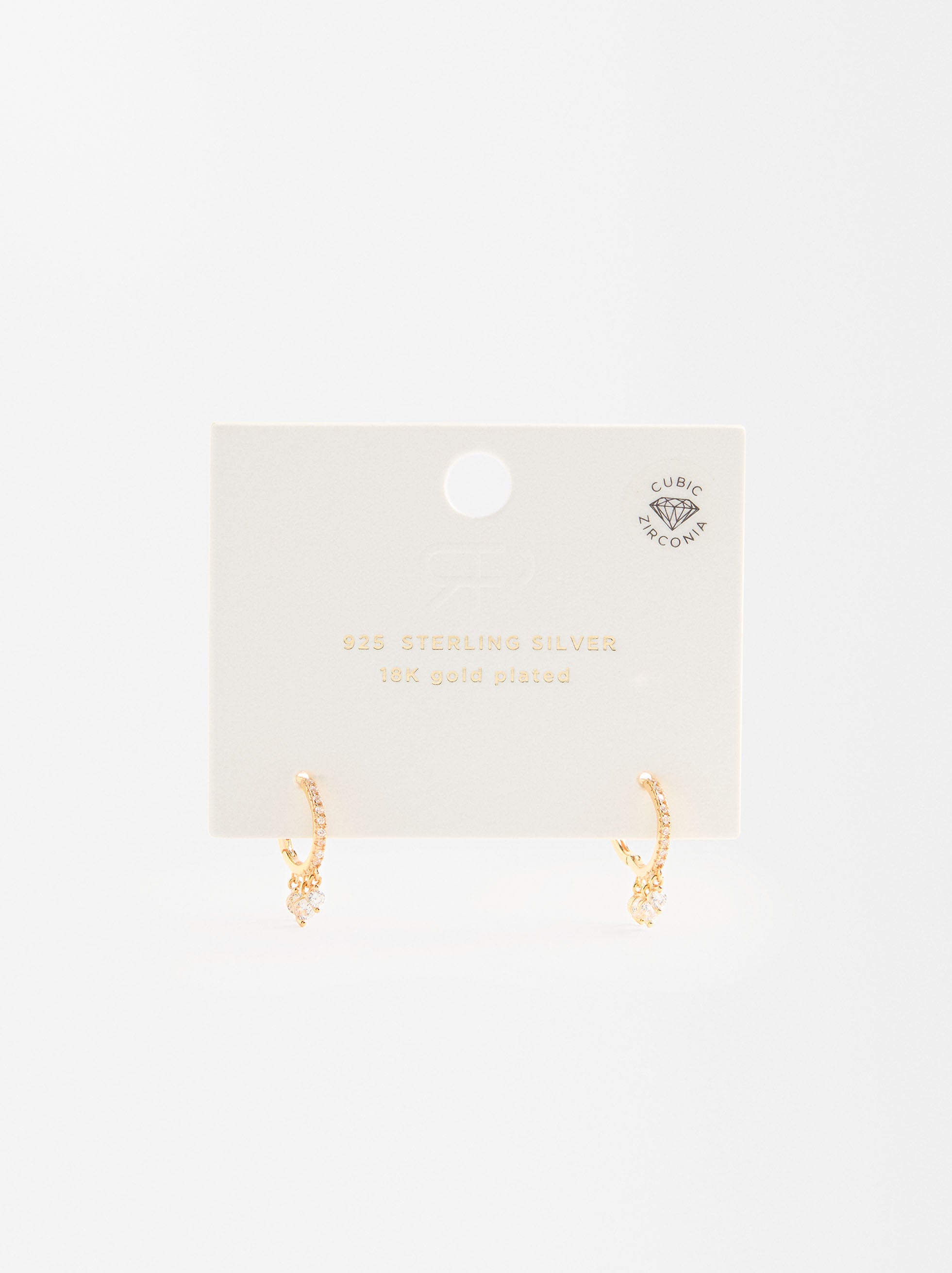 Aros Cortos Con Circonias - Plata De Ley 925
