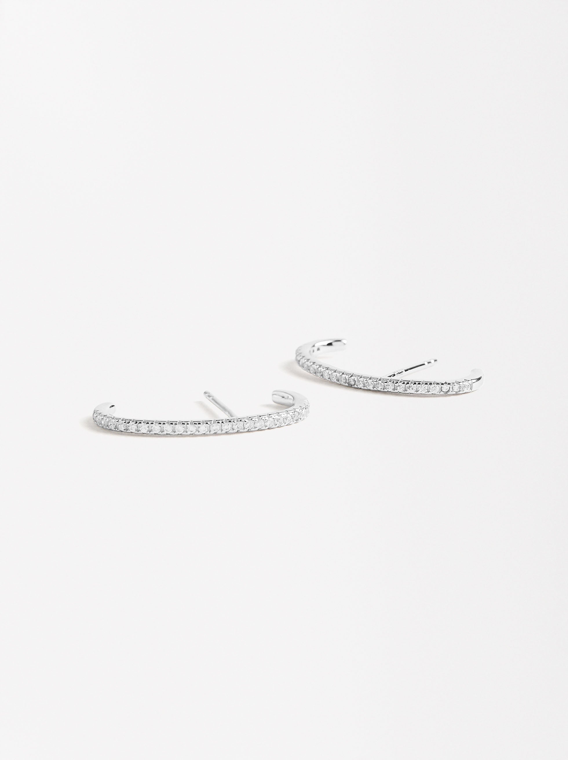 Pendientes Aro Con Circonias - Plata De Ley 925