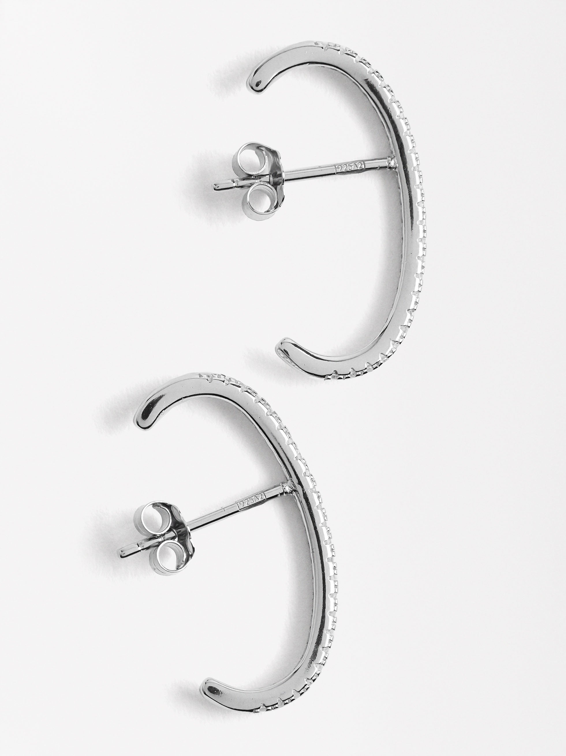 Pendientes Aro Con Circonias - Plata De Ley 925