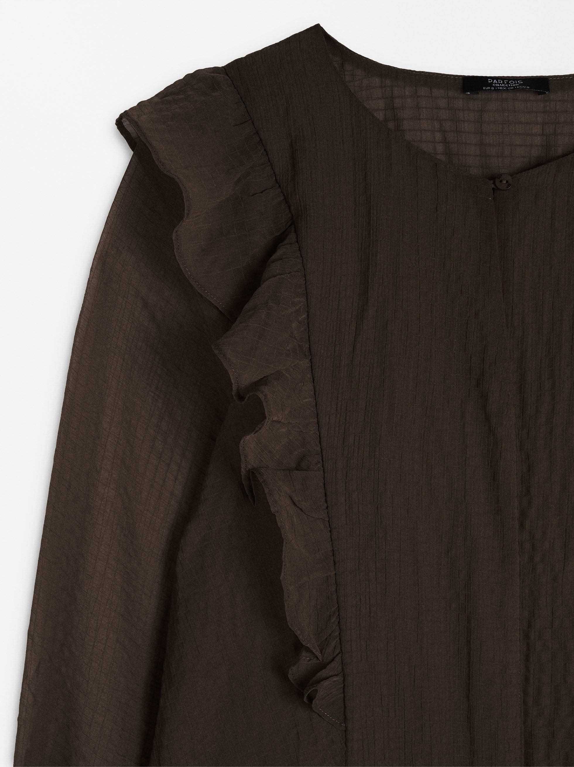 Camisa De Manga Larga Con Volantes