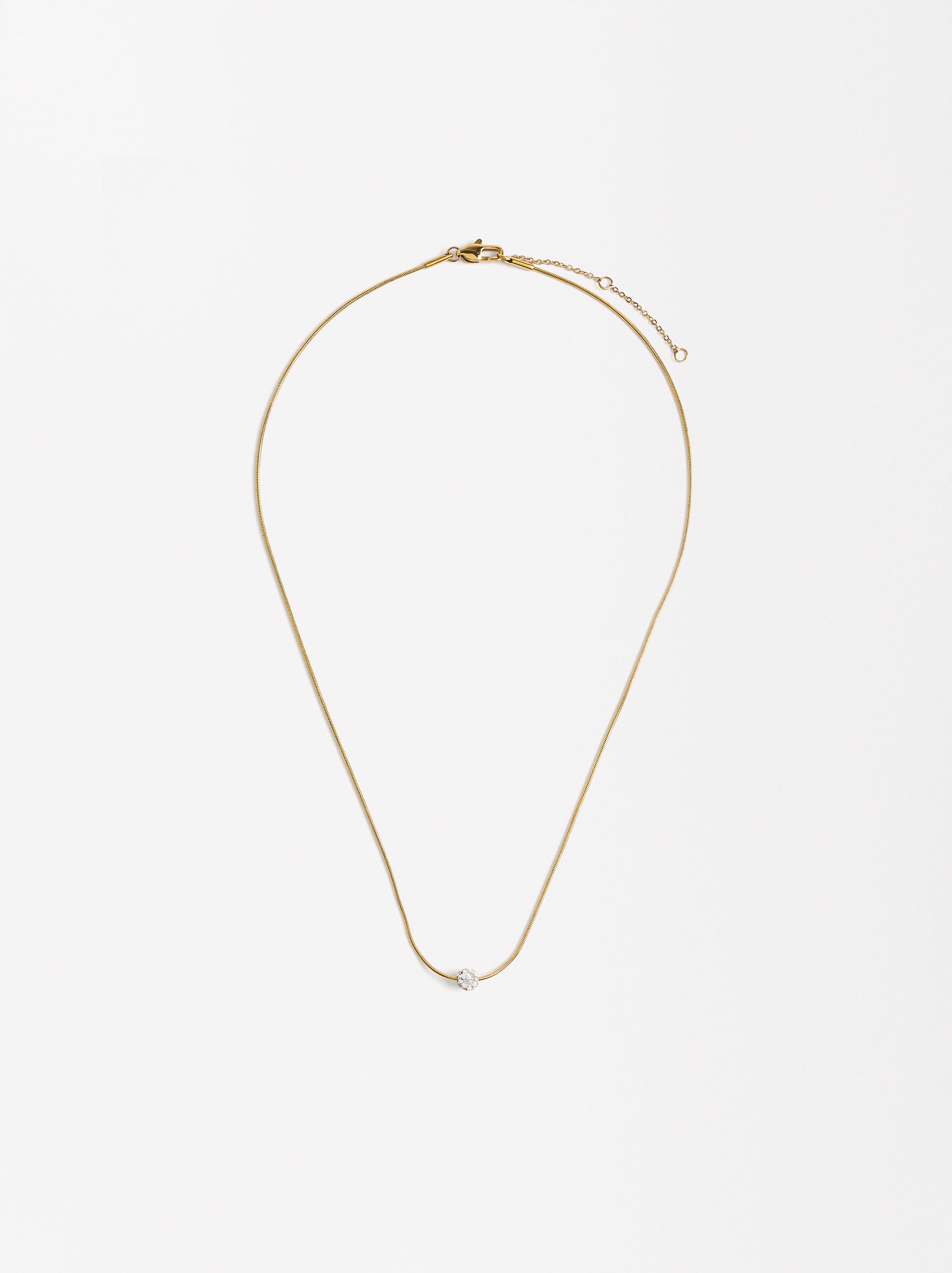 Set Collar Y Aretes Con Cristales - Acero Inoxidable