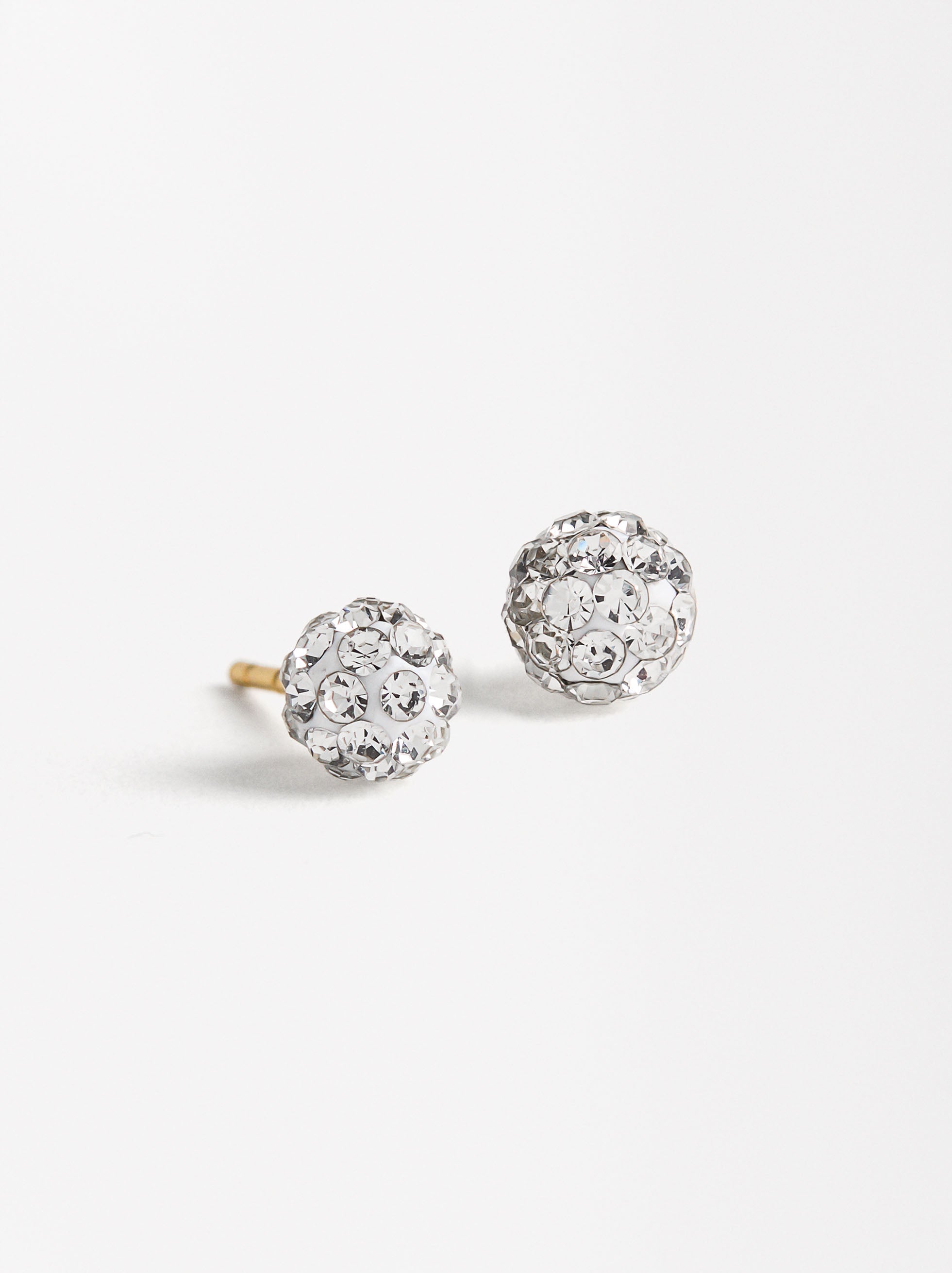 Set Collar Y Aretes Con Cristales - Acero Inoxidable