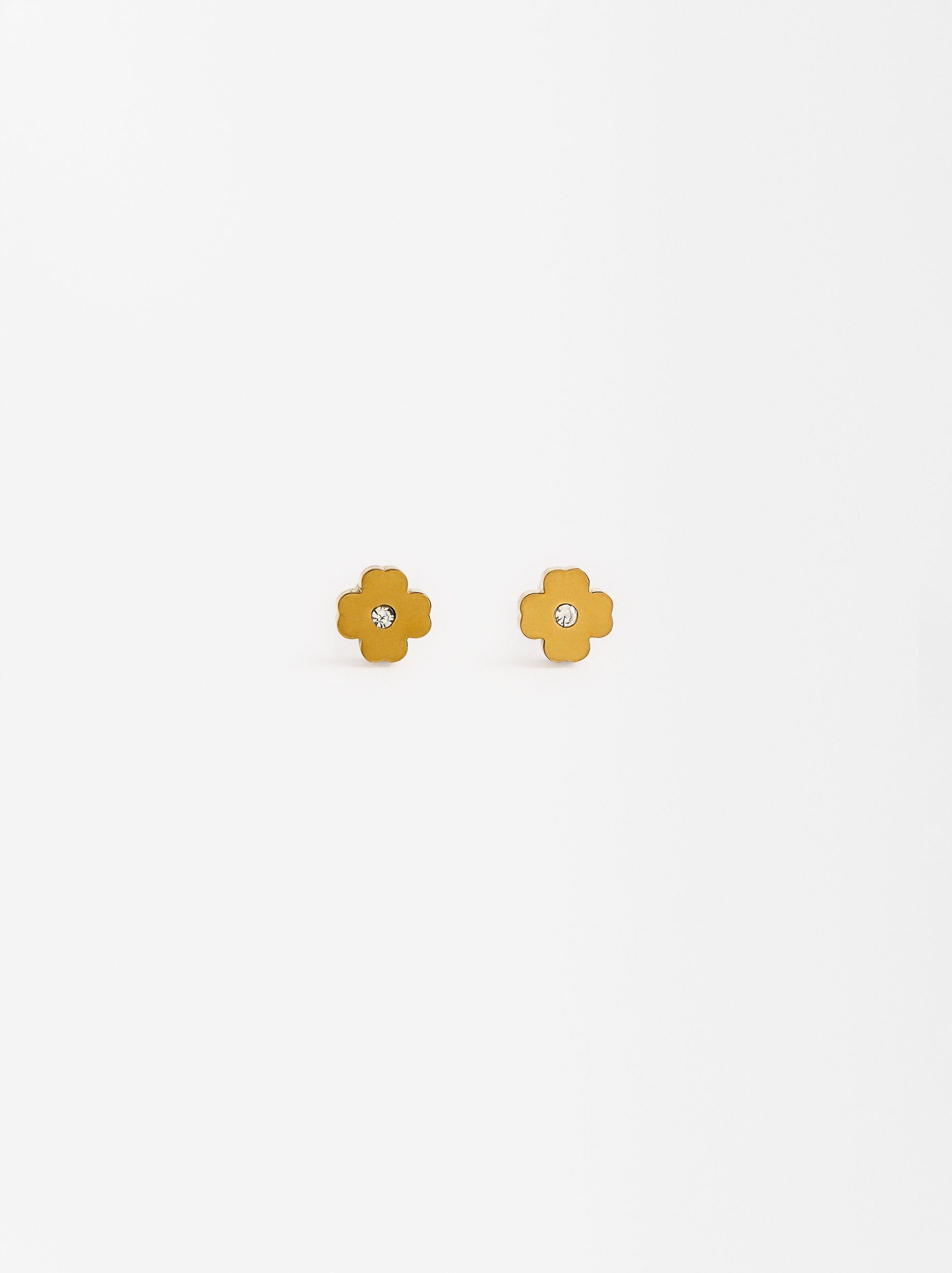 Set  Collar Y Aretes Con Charms De Cristales - Acero Inoxidable