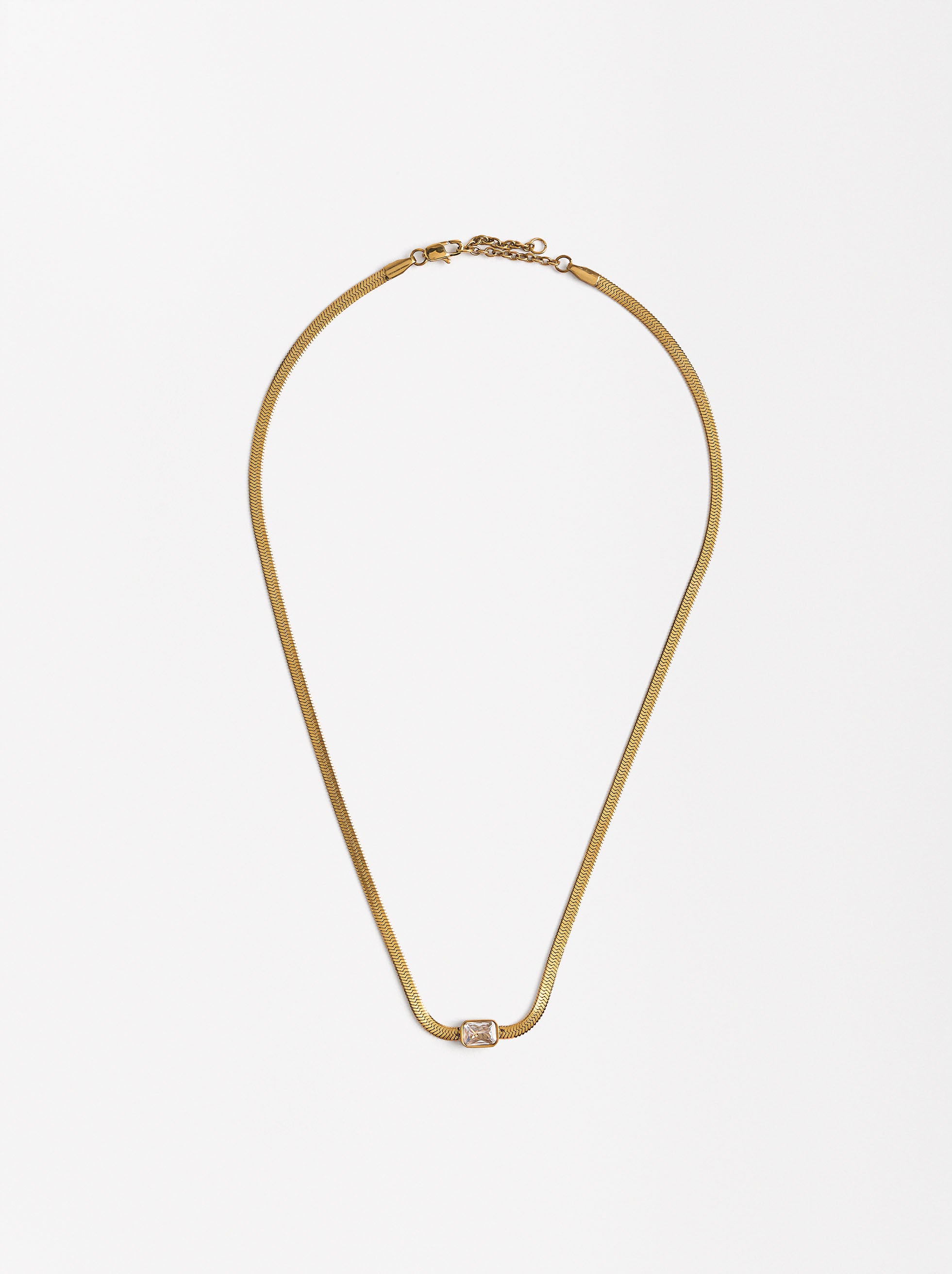 Set  Collar Y Aretes Con Cristales - Acero Inoxidable