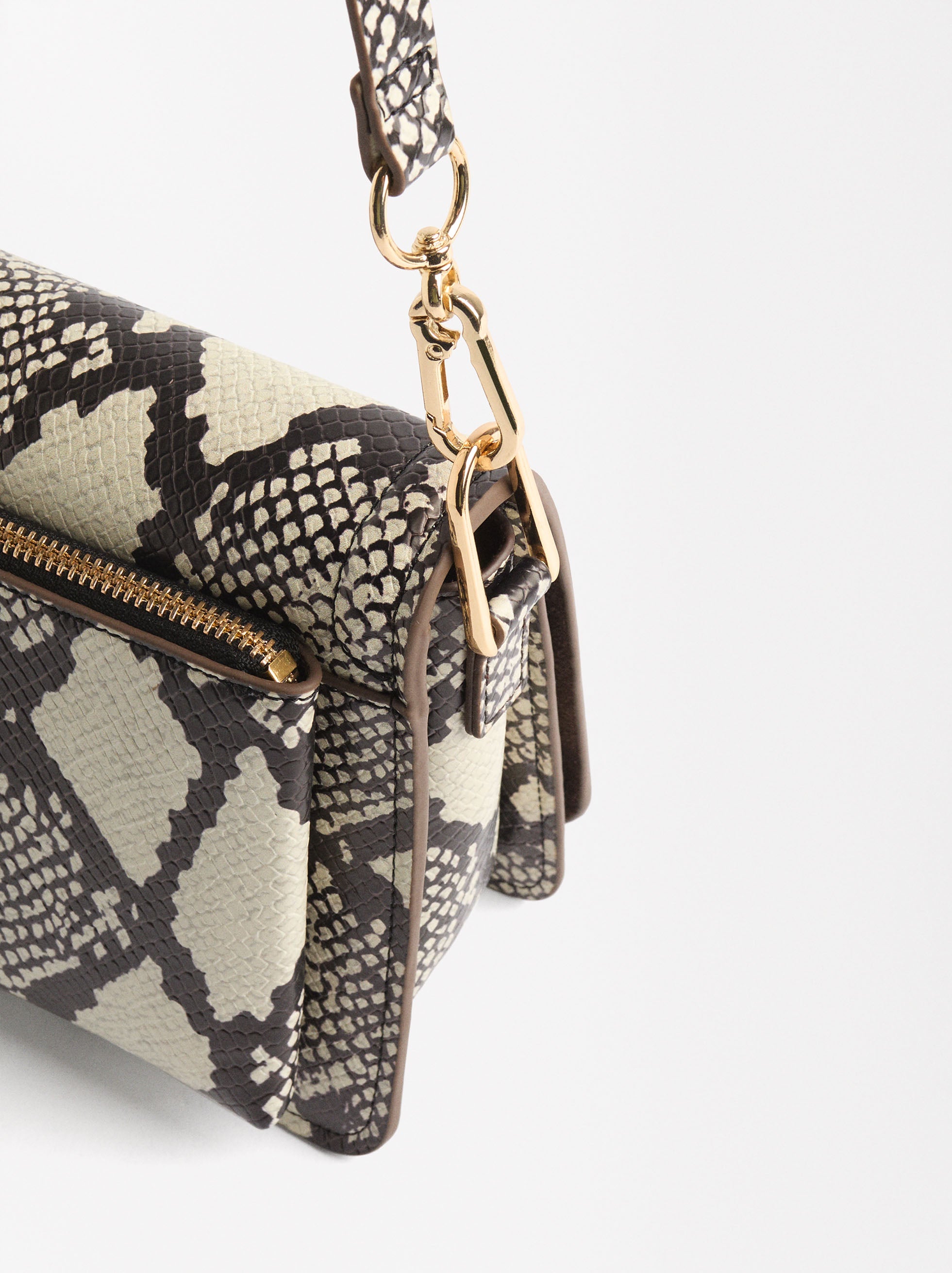 Bolso De Hombro Con Estampado Y Grabado Animal