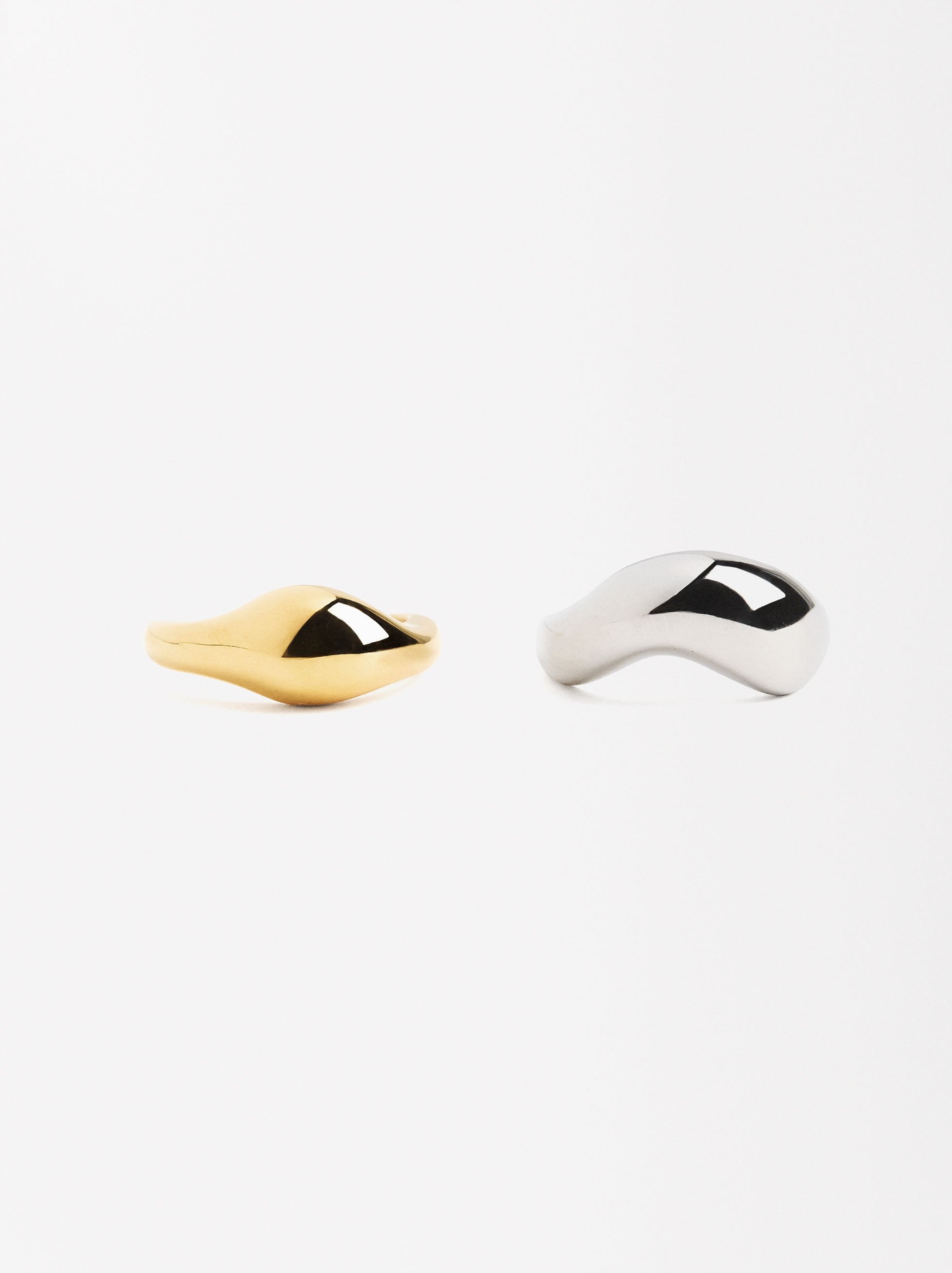 Set De Anillos Onda - Acero Inoxidable
