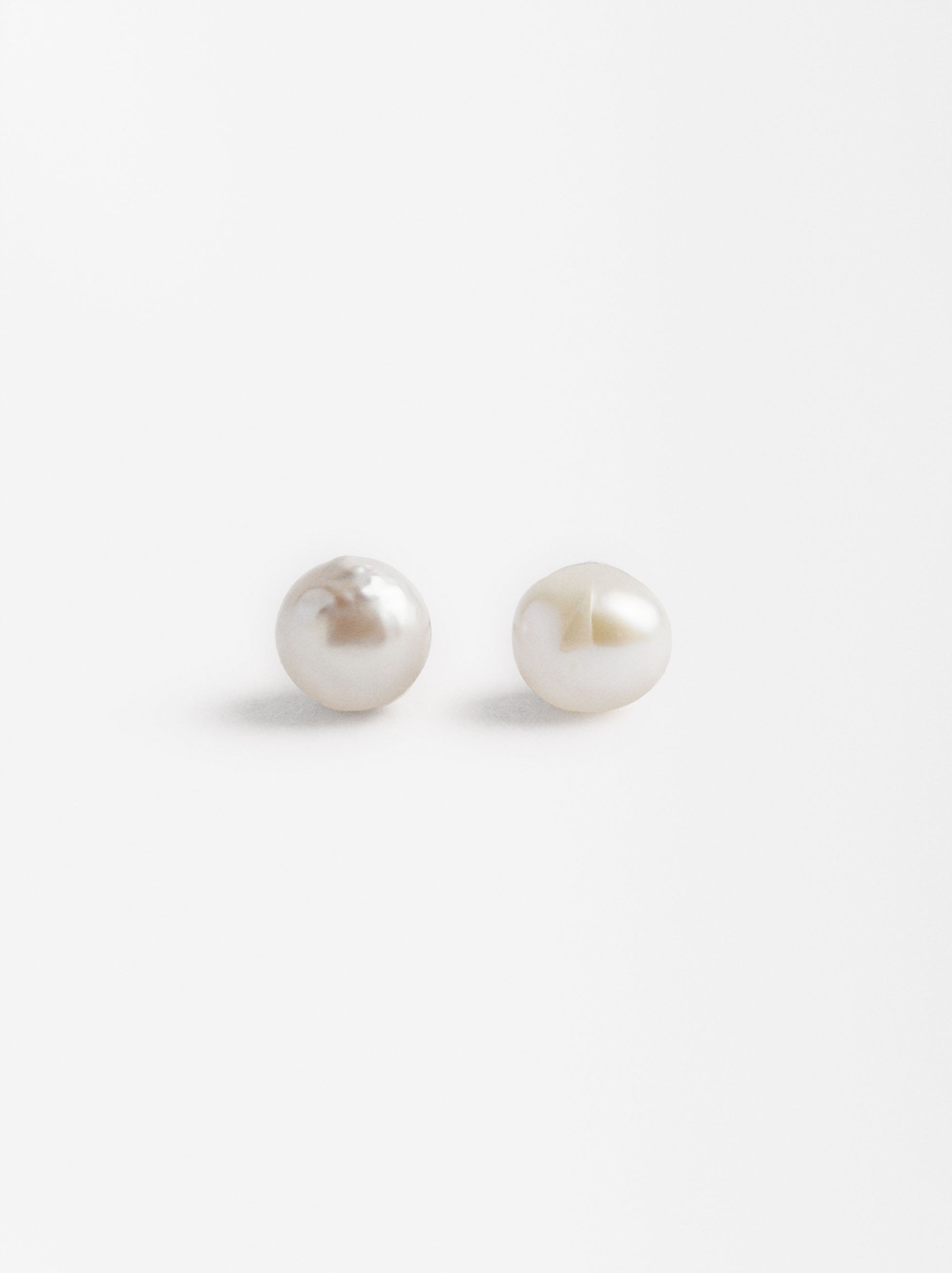 Set De Collar Con Aretes Perla - Acero Inoxidable