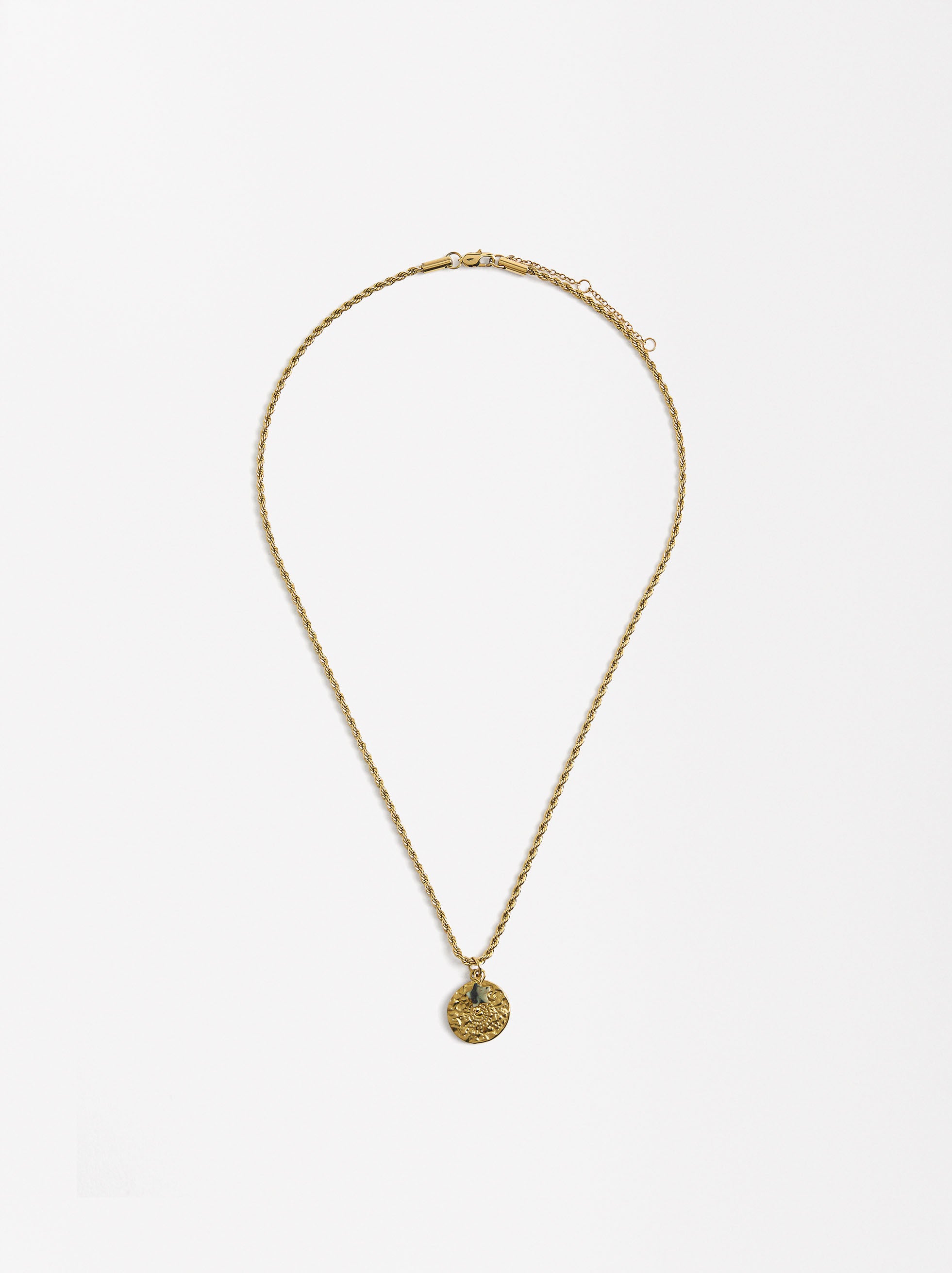 Set De Collar Con Aretes Piedra - Acero Inoxidable