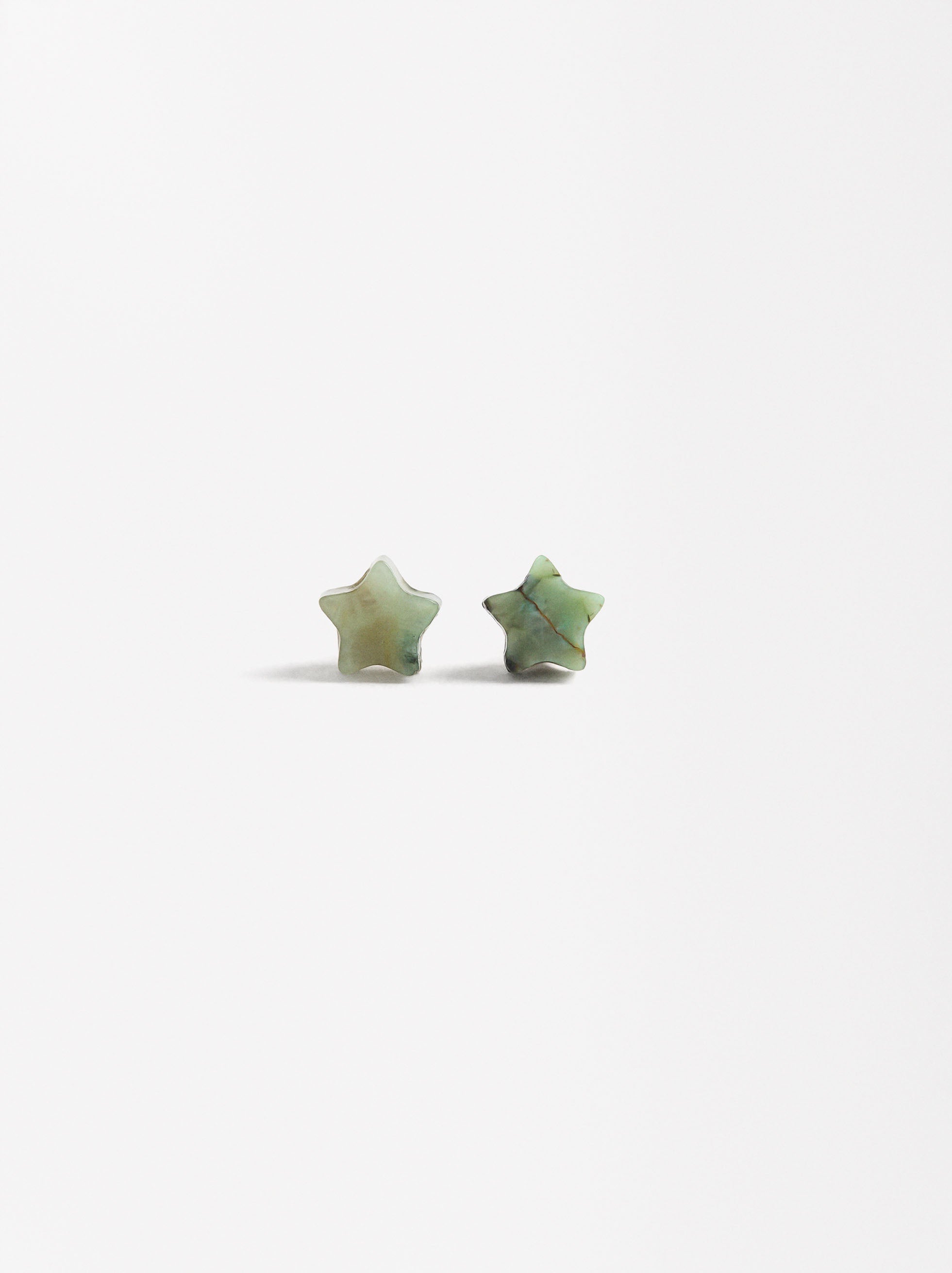 Set De Collar Con Aretes Piedra - Acero Inoxidable