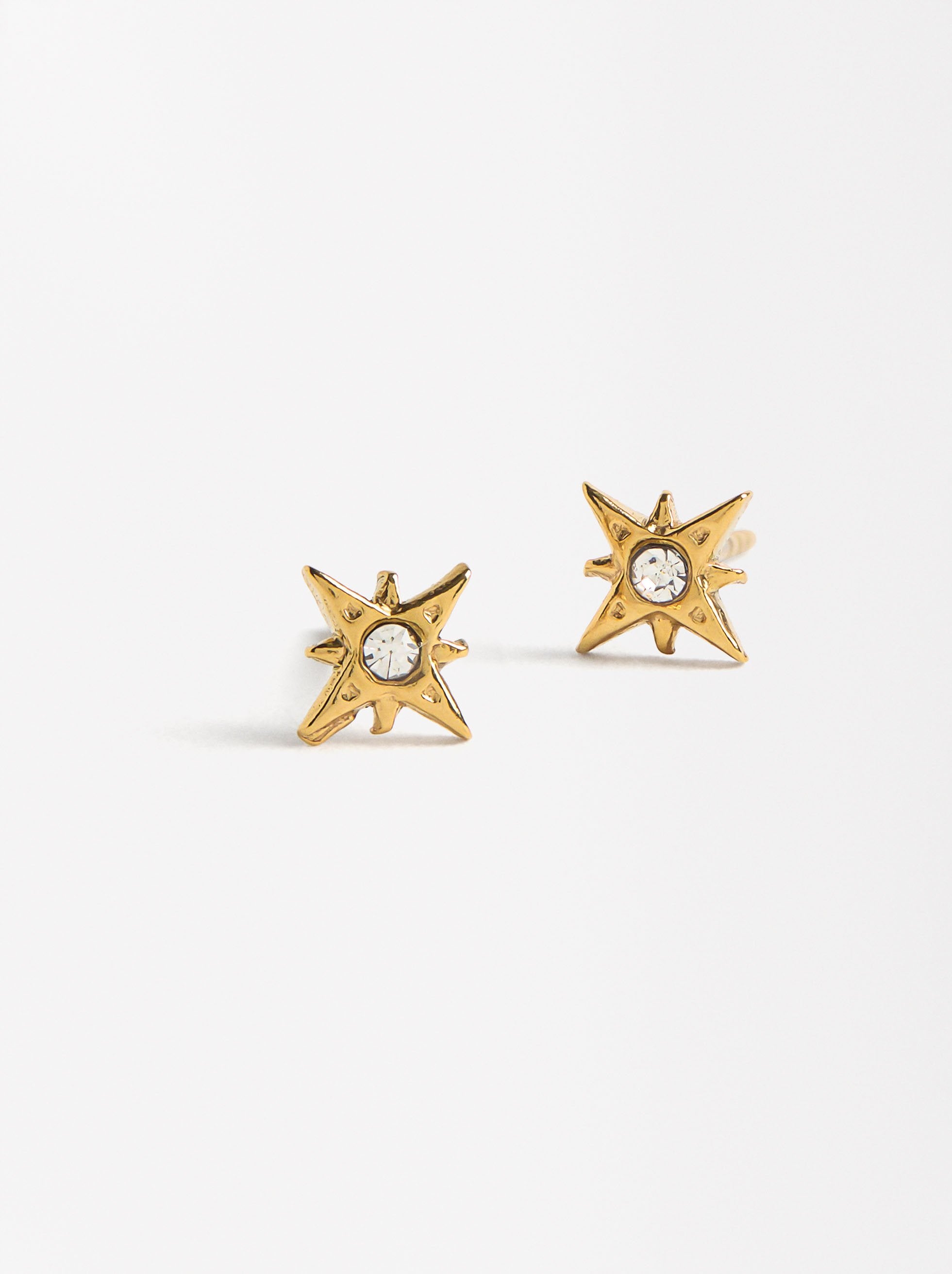 Set De Collar Con Aretes Estrella - Acero Inoxidable