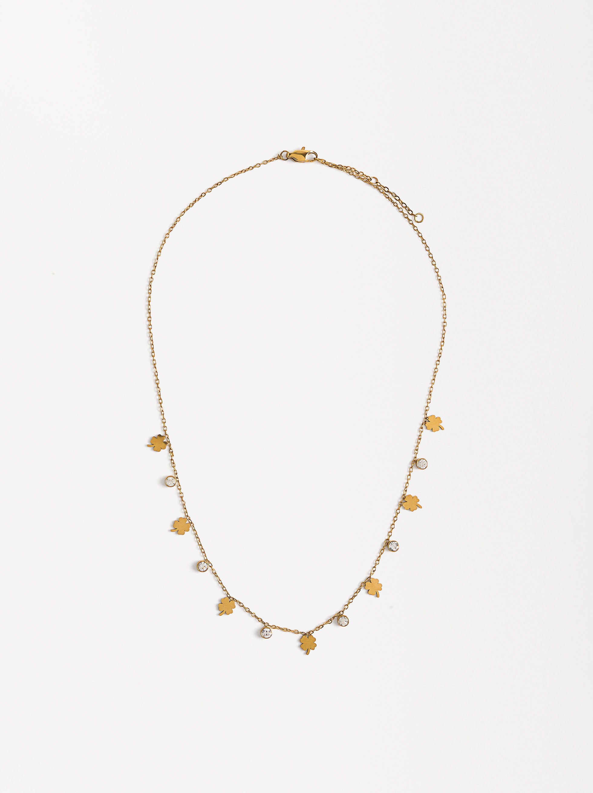 Set De Collar Con Pendientes Trébol - Acero Inoxidable