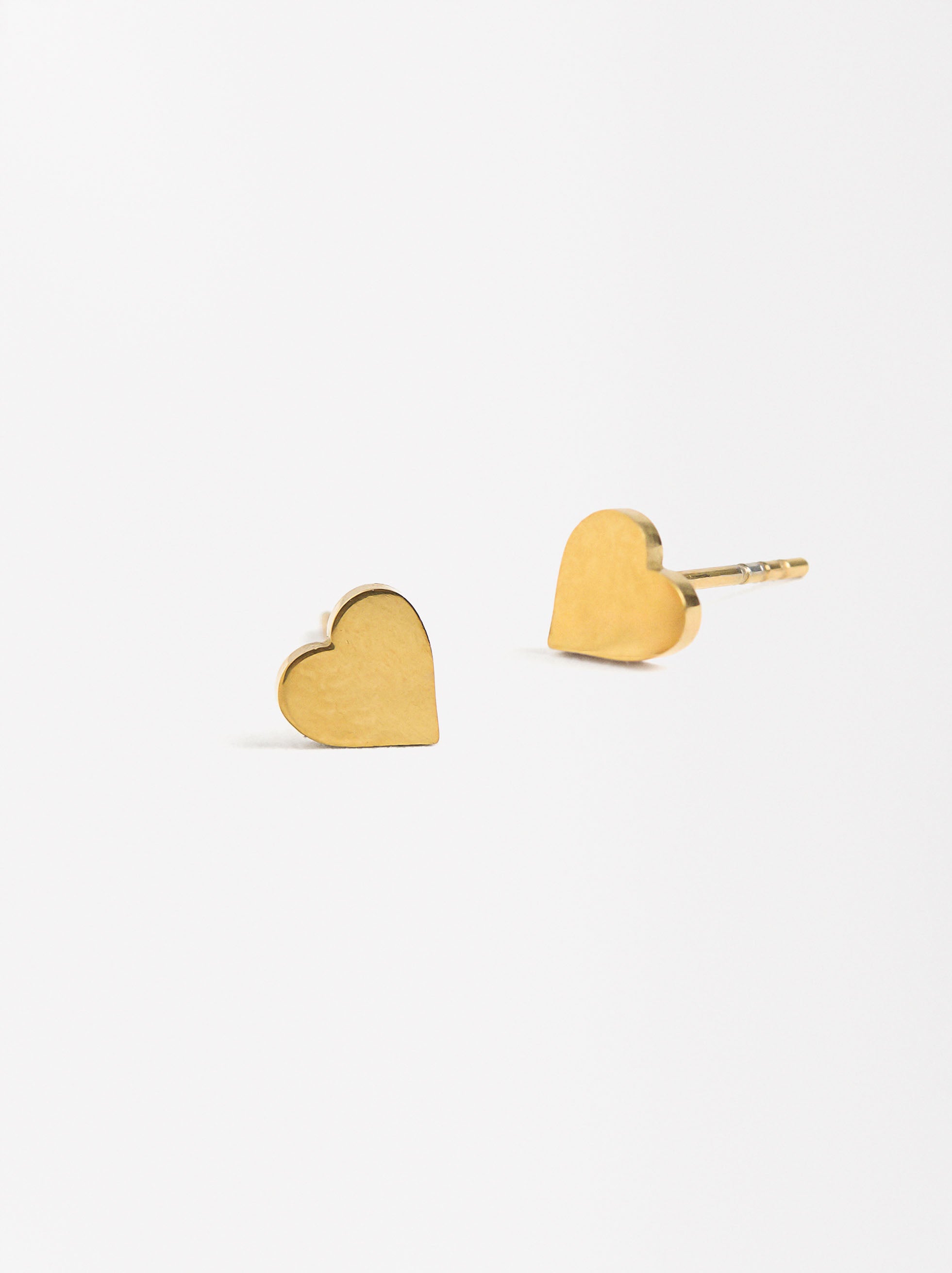 Set De Collar Con Aretes Corazón - Acero Inoxidable