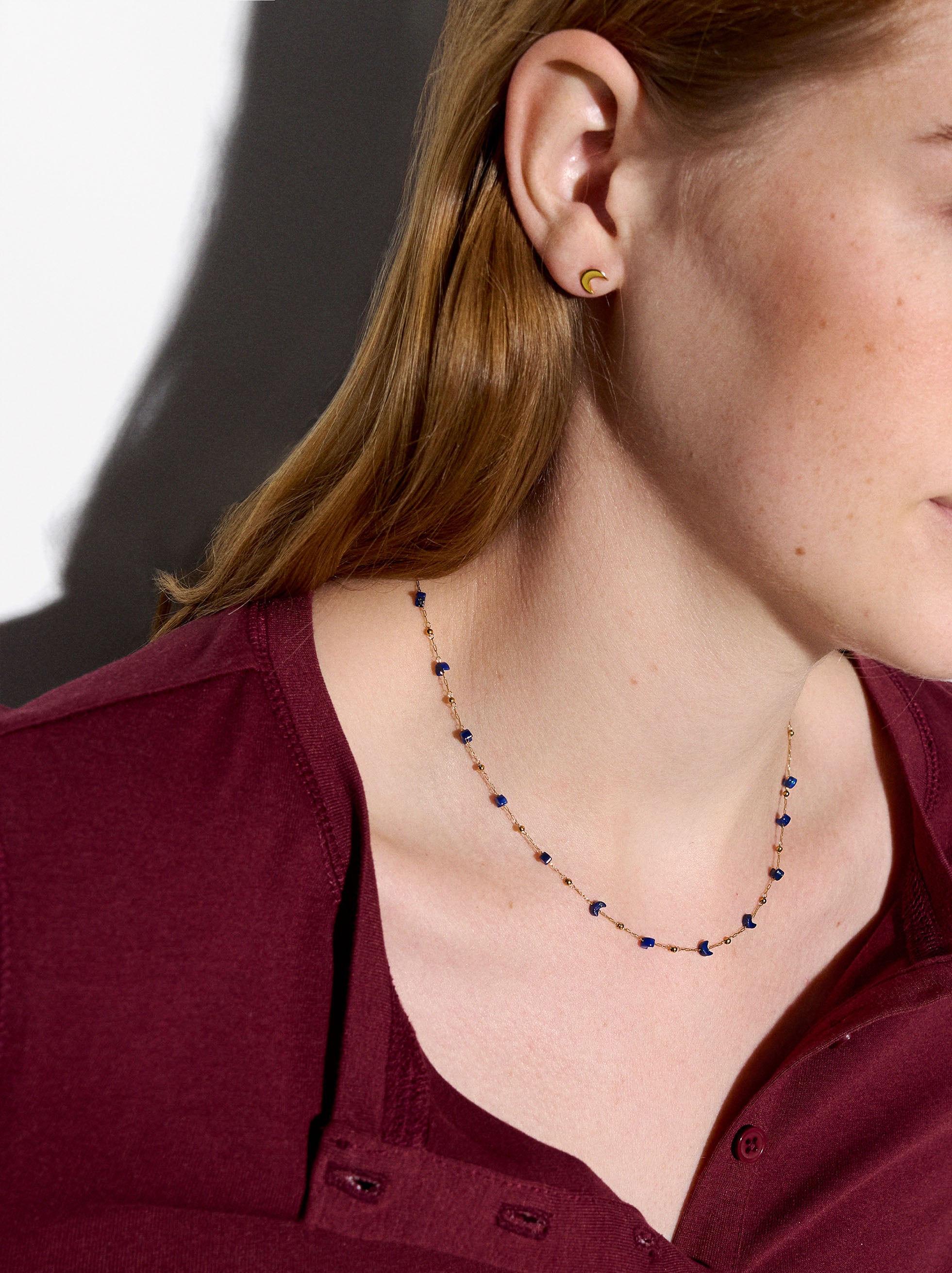 Set Collar Y Aretes Lunas Y Estrellas - Acero Inoxidable