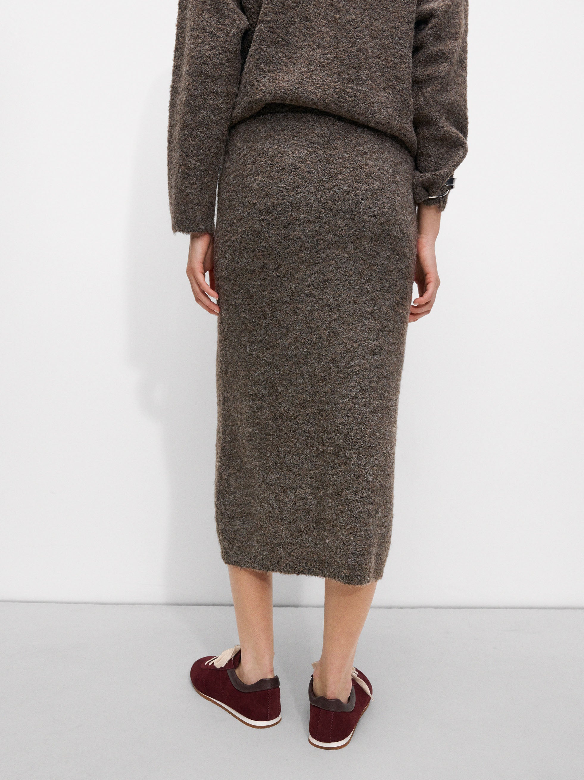 Falda Midi Con Lana