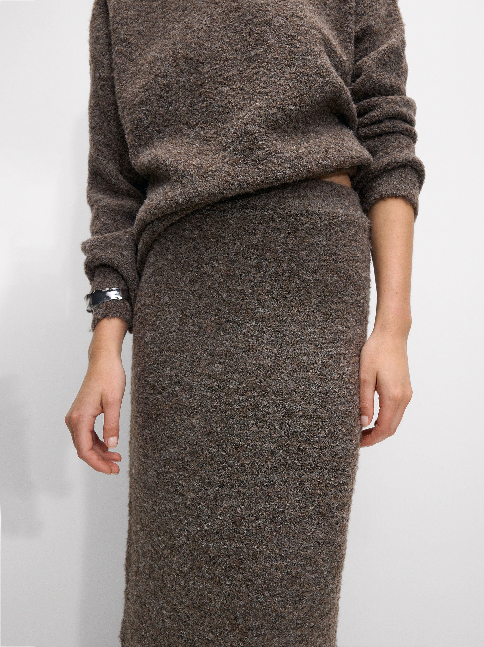 Falda Midi Con Lana