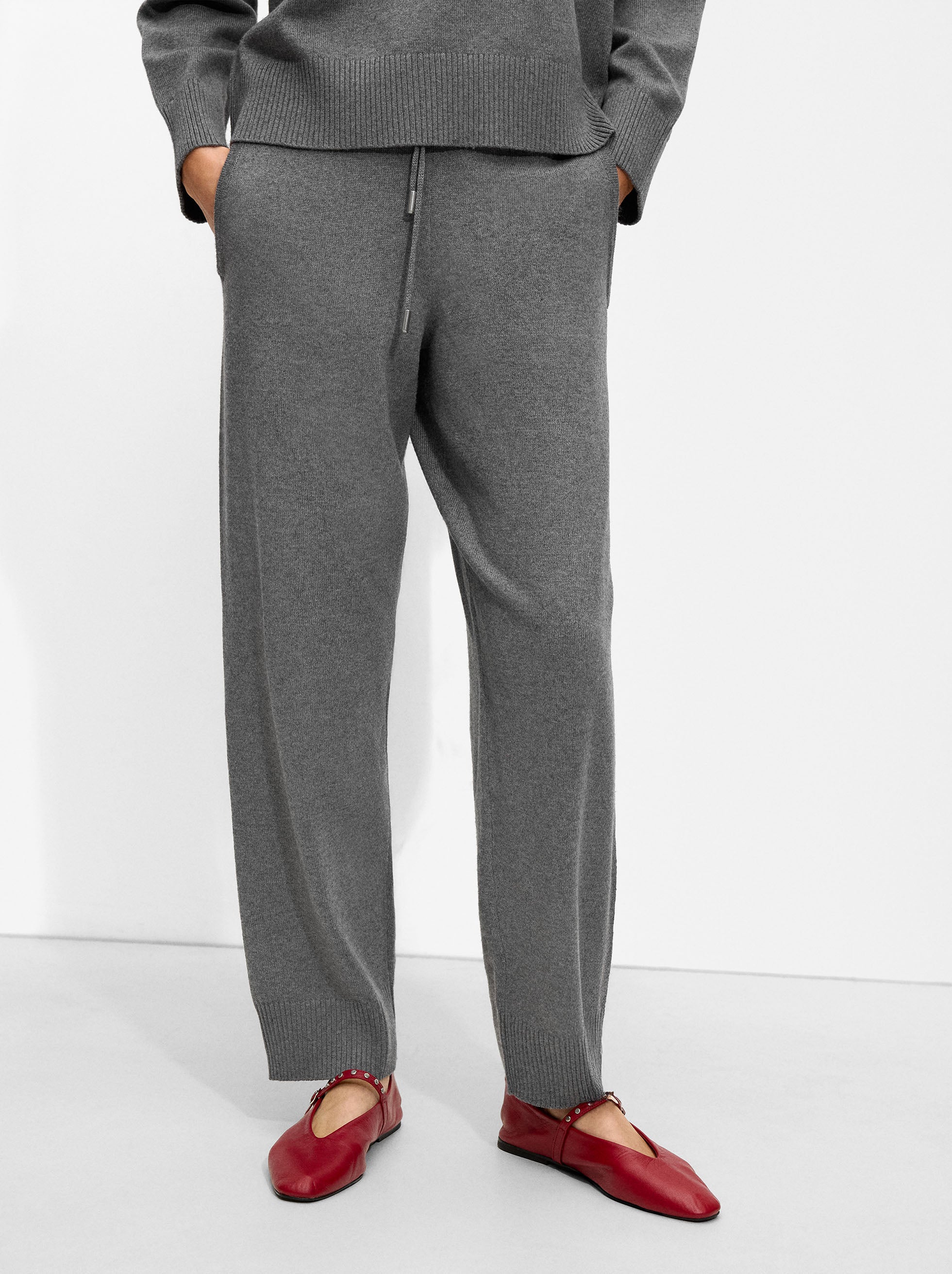 Pantalón De Punto Con Lana Y Cintura Ajustable
