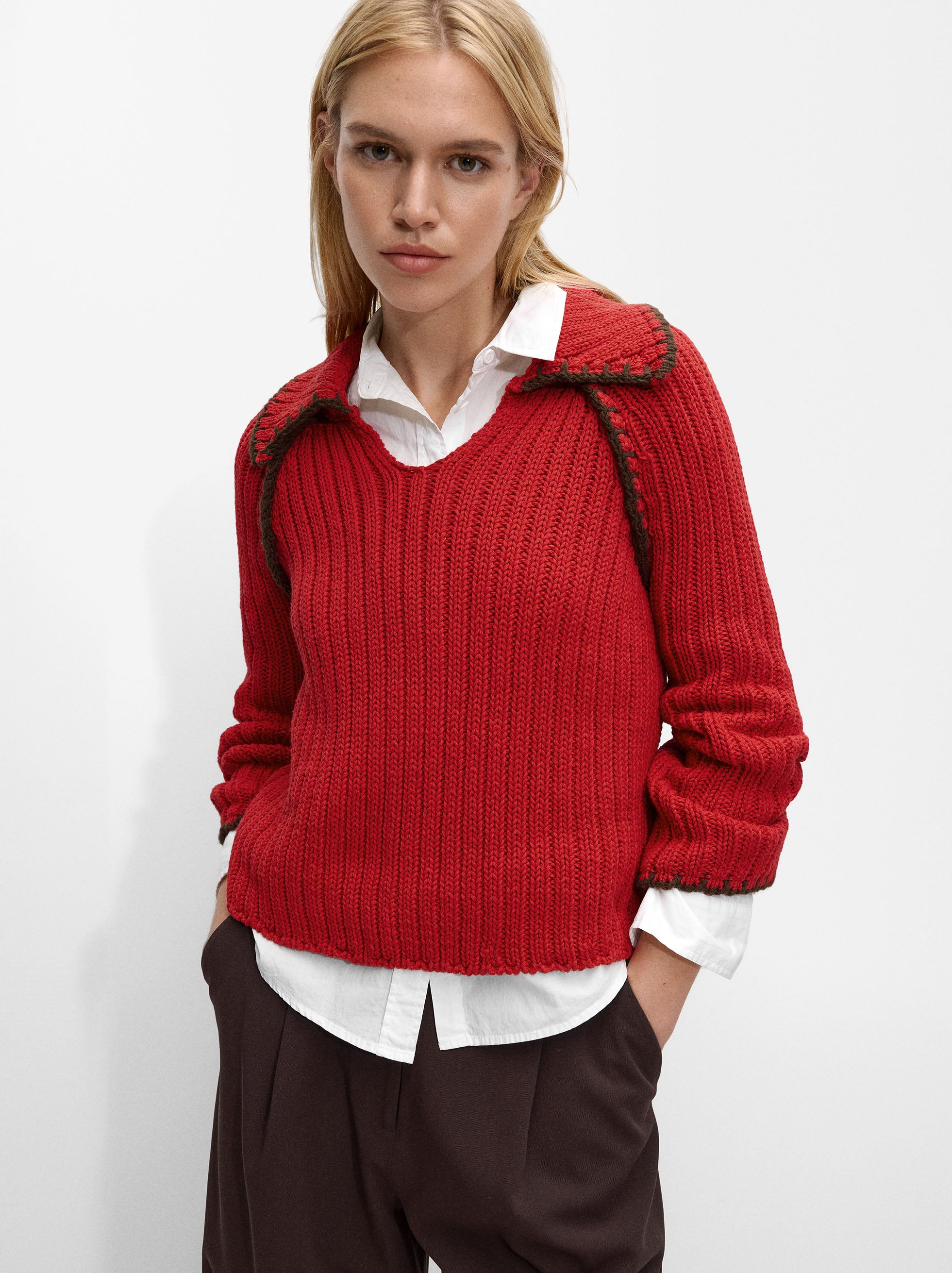 Jersey De Punto Con Pespuntes