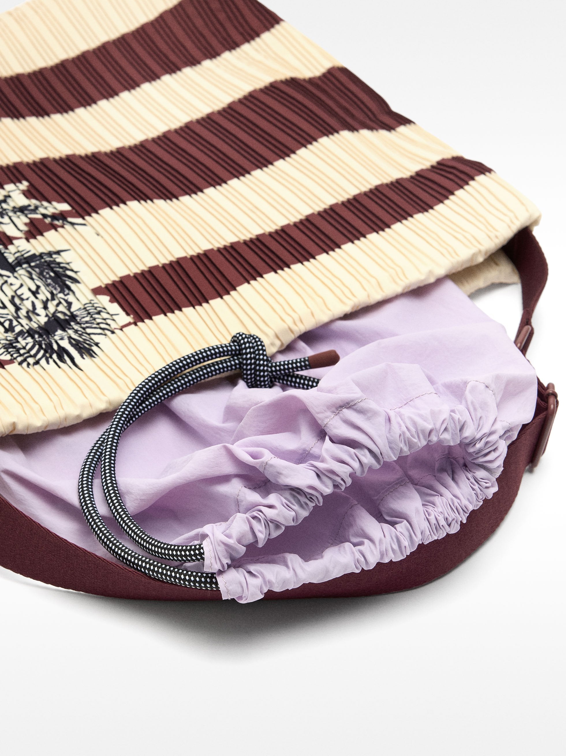 Striped Nylon Shoulder Bag