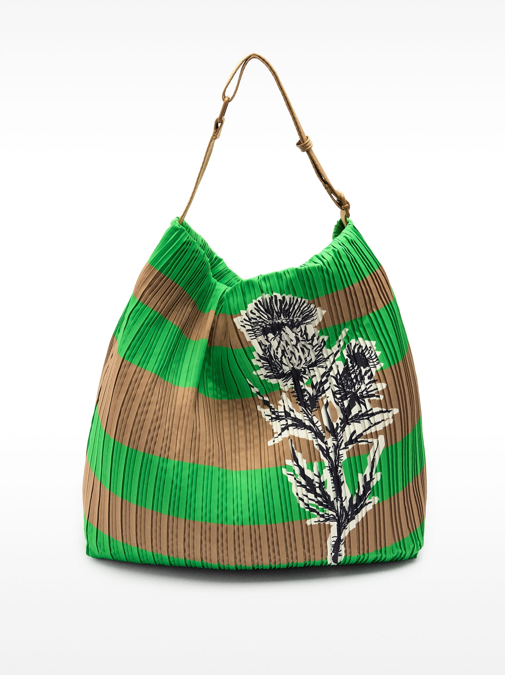 Striped Nylon Shoulder Bag