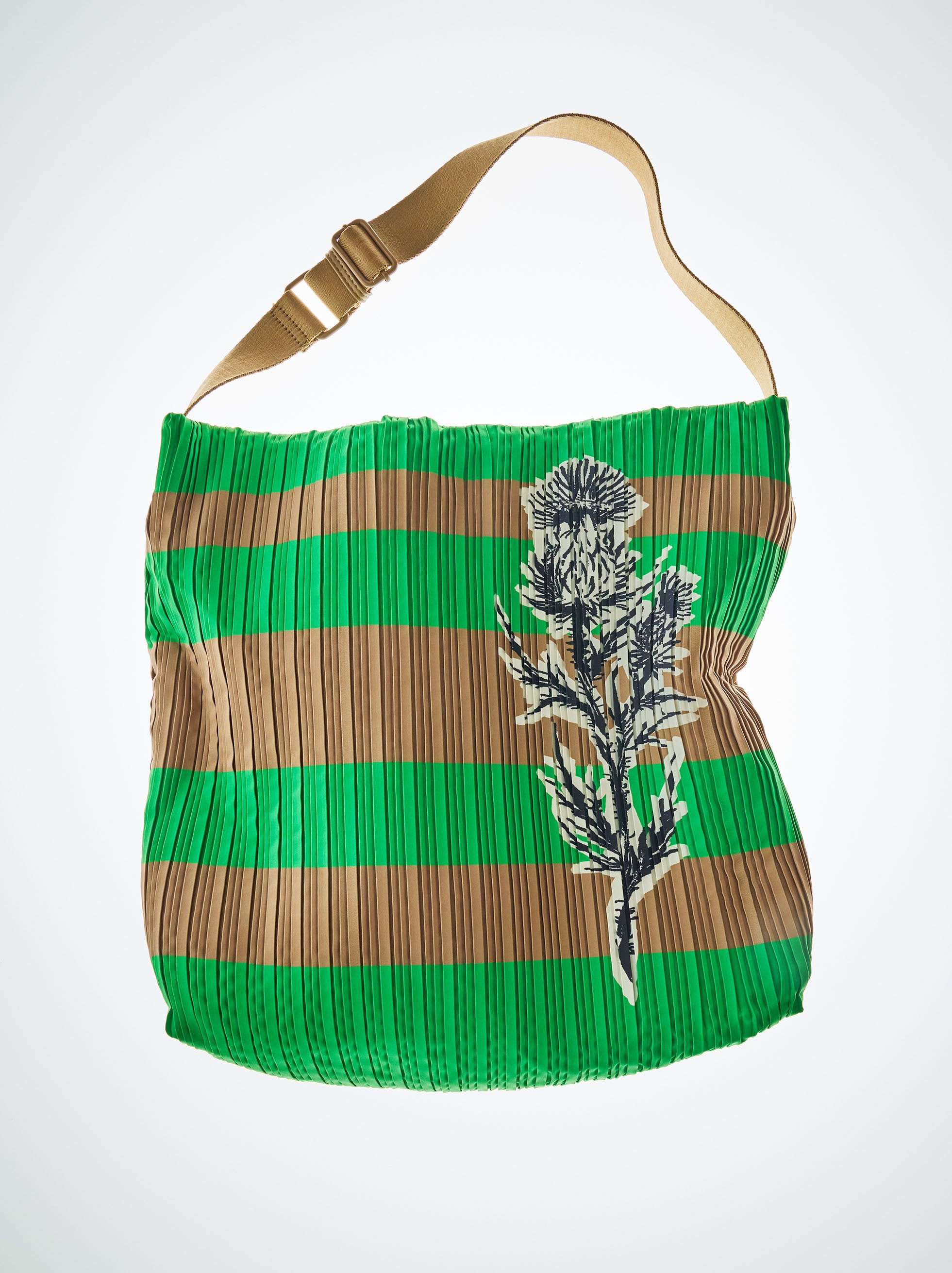 Striped Nylon Shoulder Bag