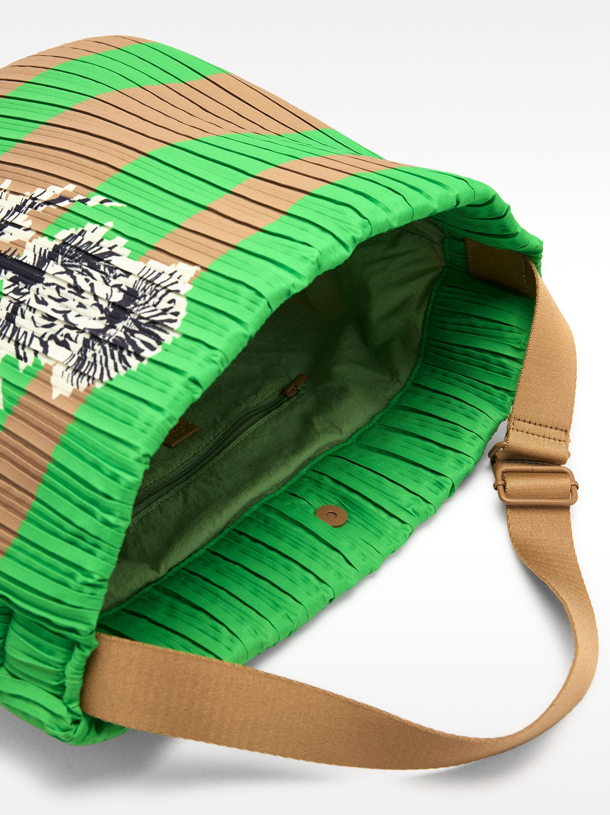 Striped Nylon Shoulder Bag