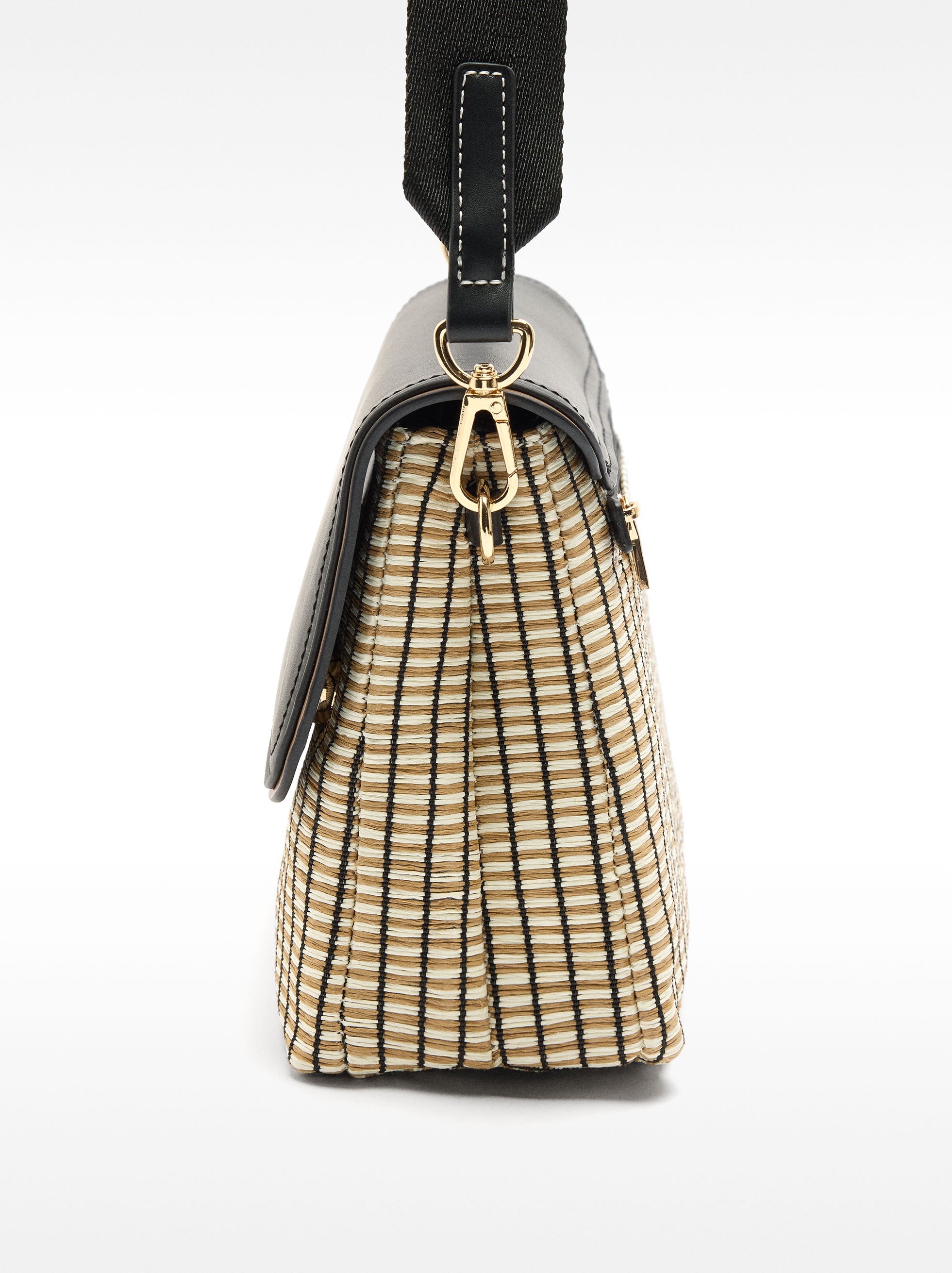 Cartera Bandolera Efecto Rafia A Rayas