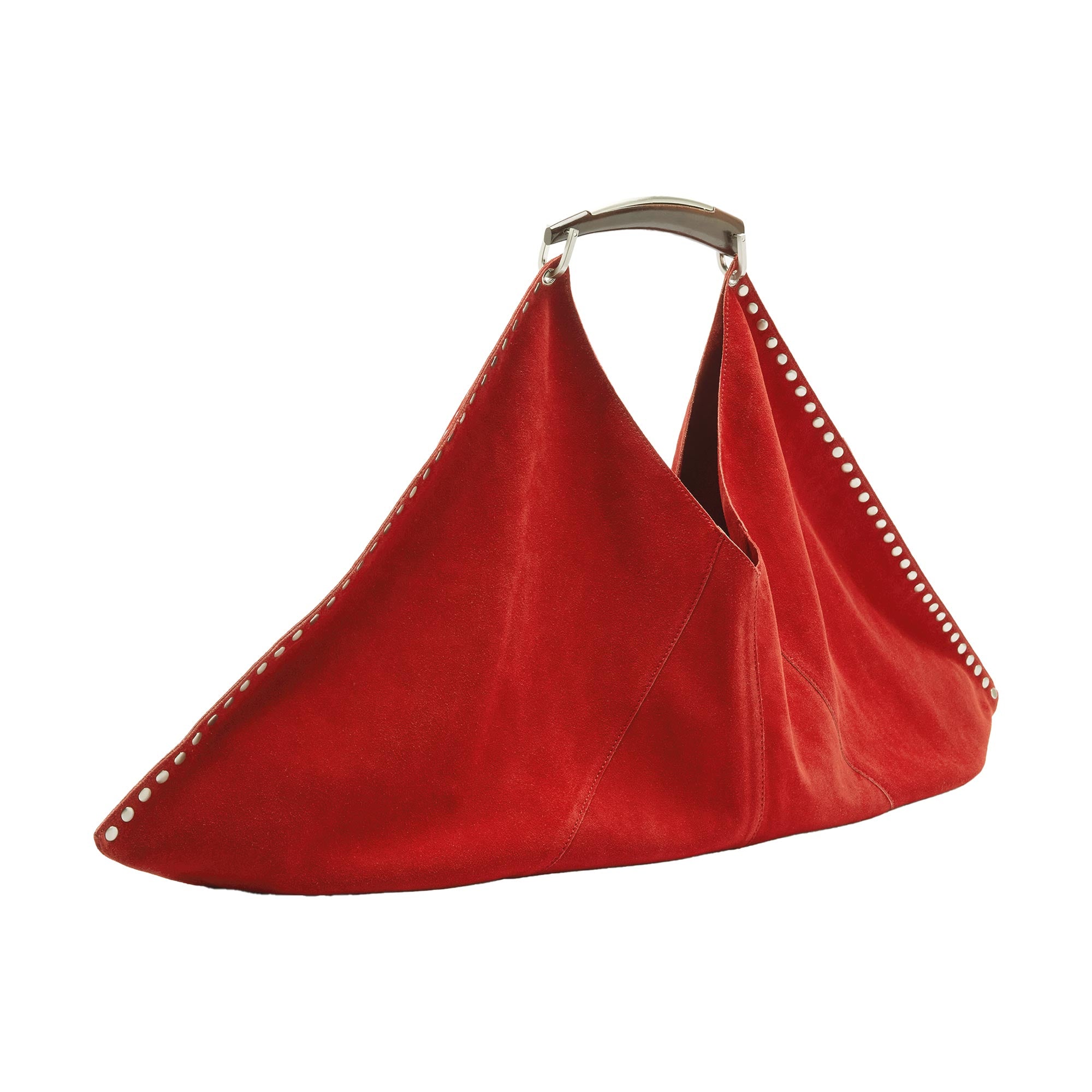 Bolso De Hombro En Piel De Ante Con Tachuelas