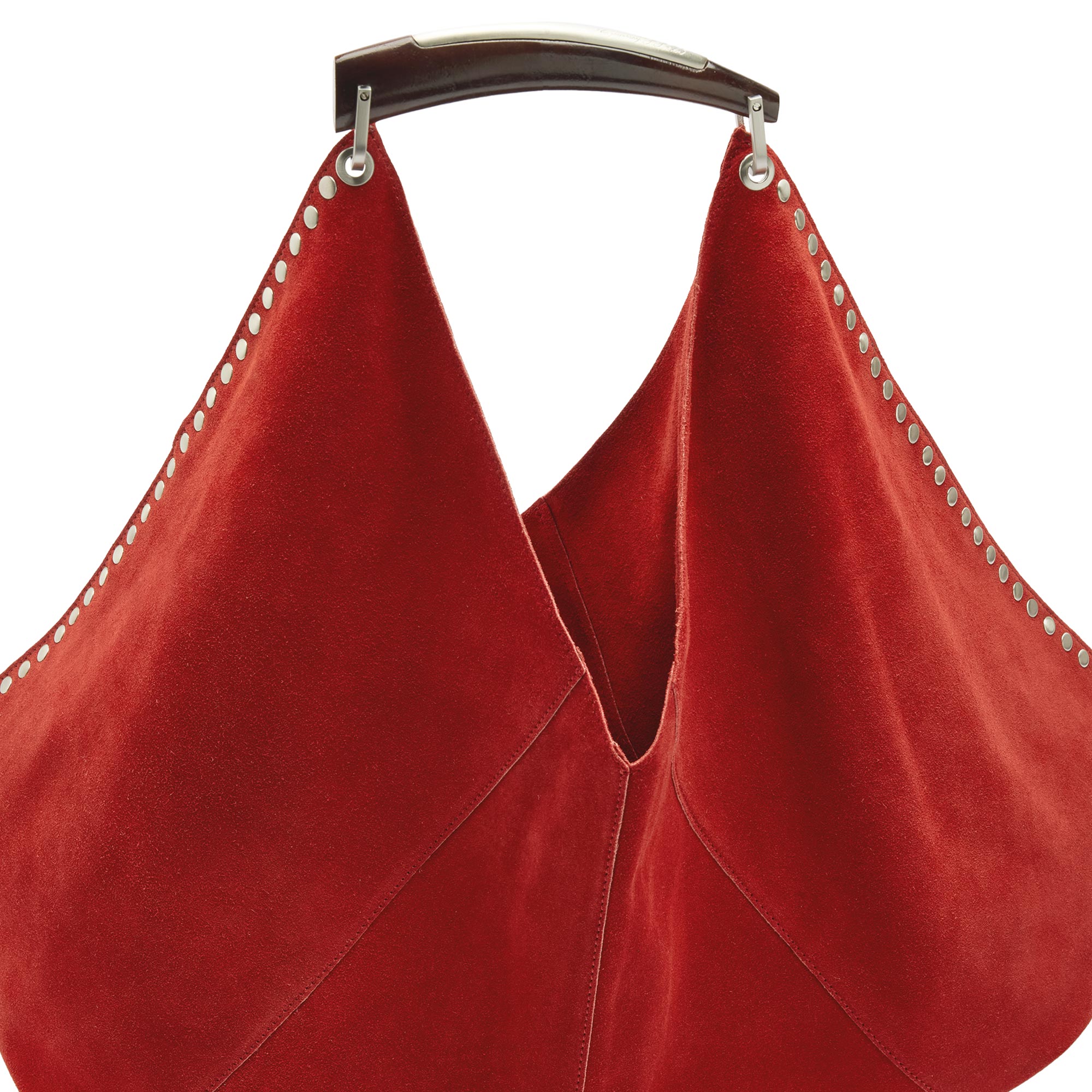 Bolso De Hombro En Piel De Ante Con Tachuelas