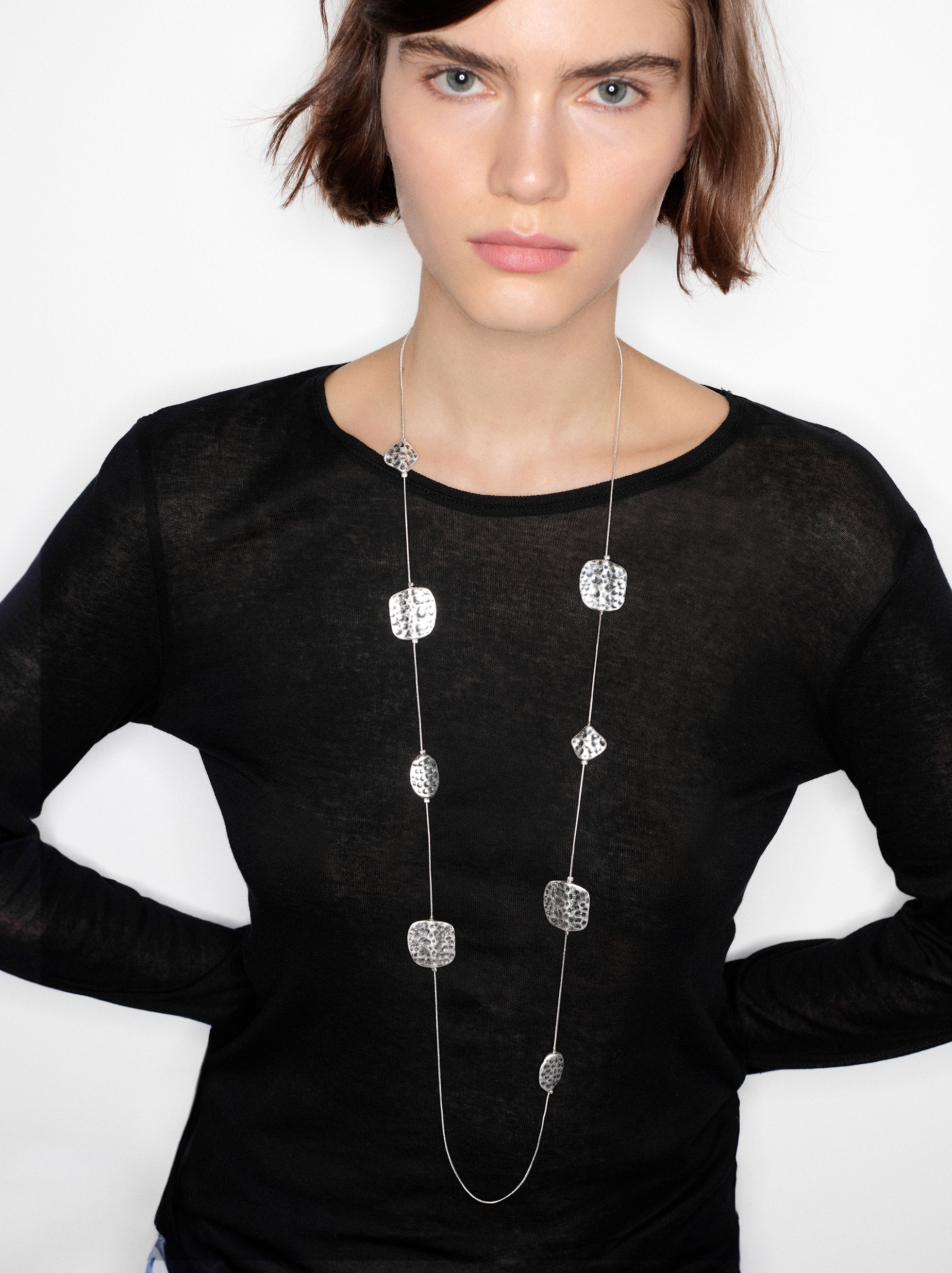 Collar Largo Plateado