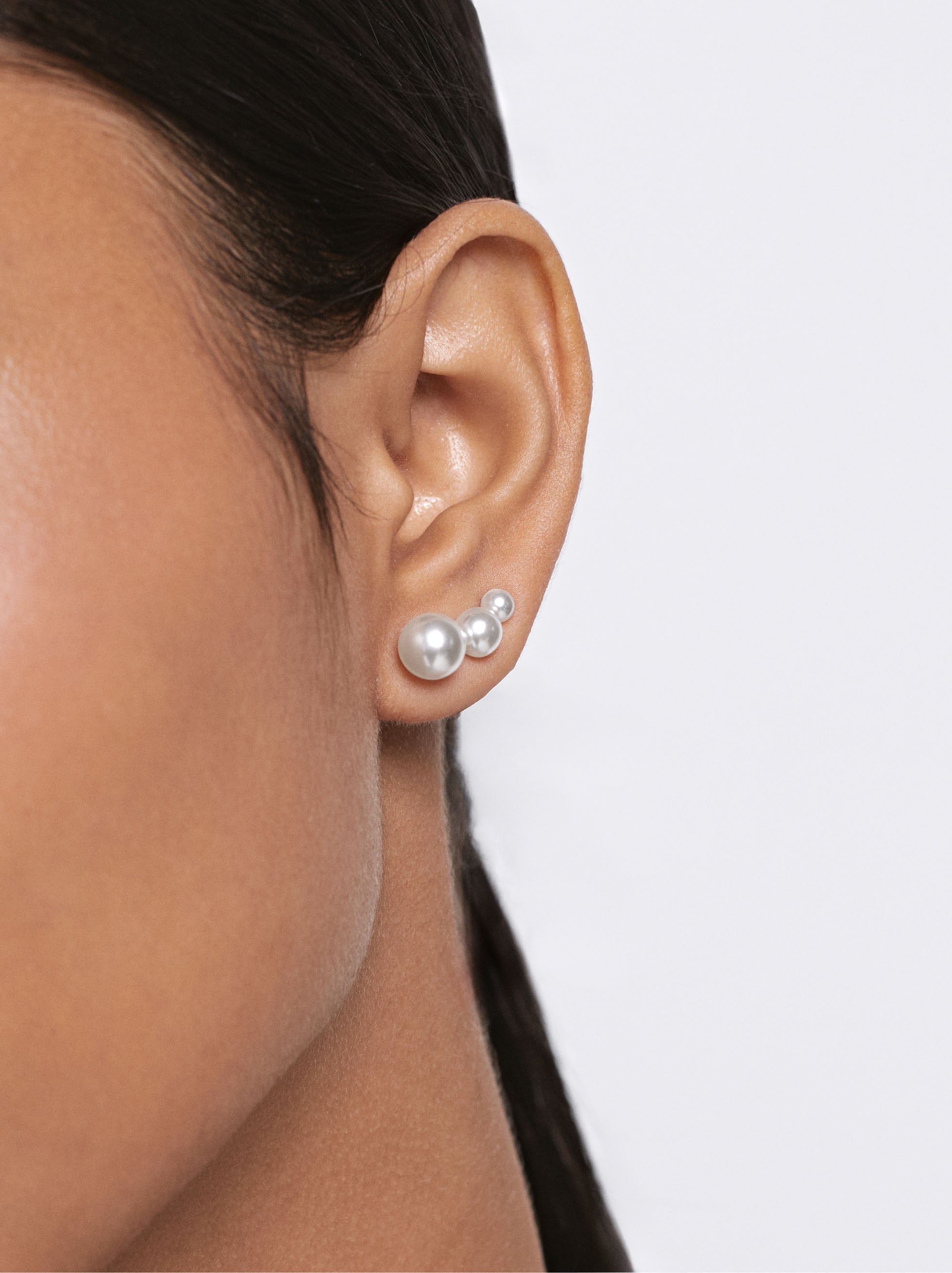 Set De Aretes Cortos Perlas