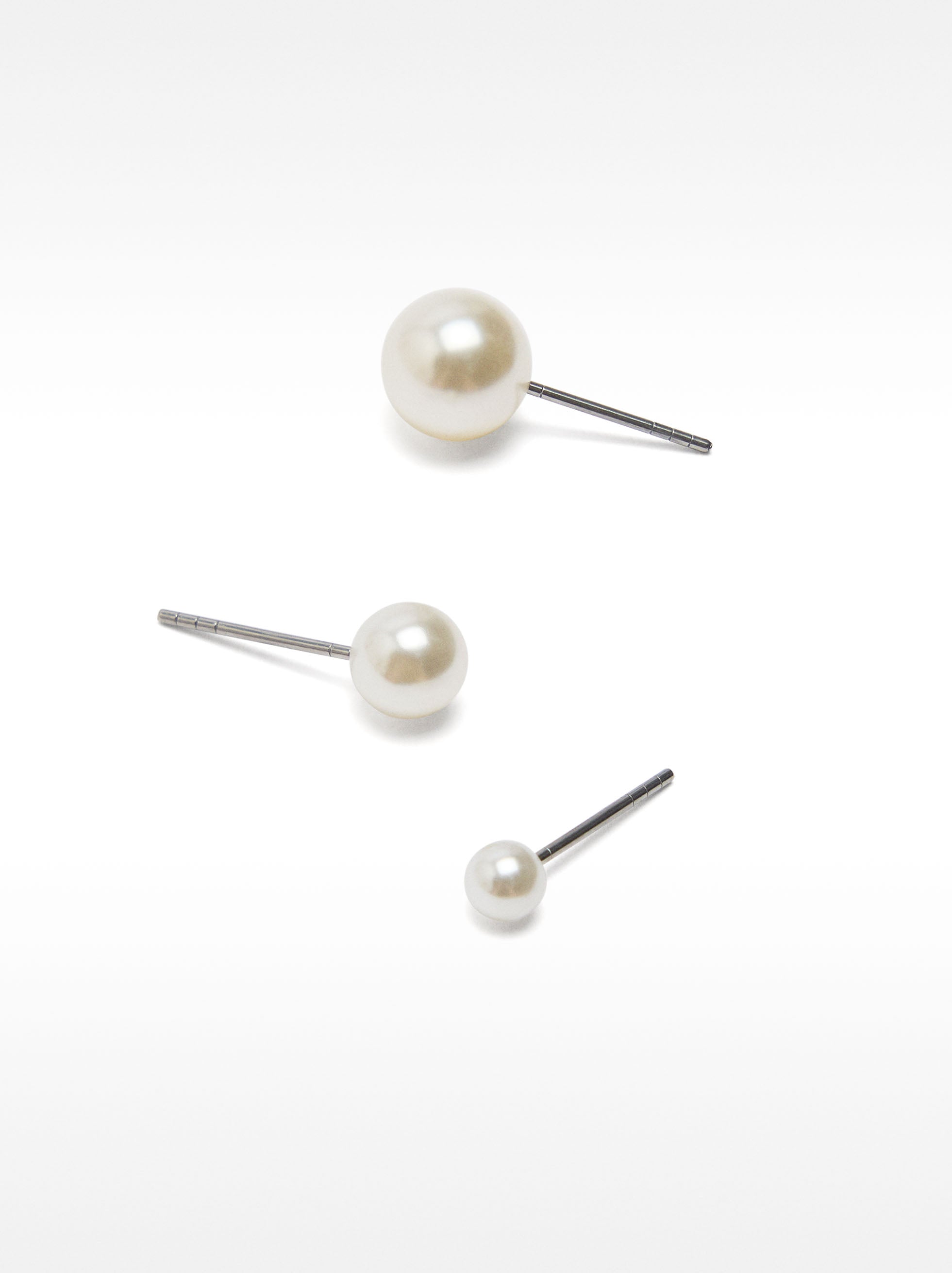 Set De Aretes Cortos Perlas