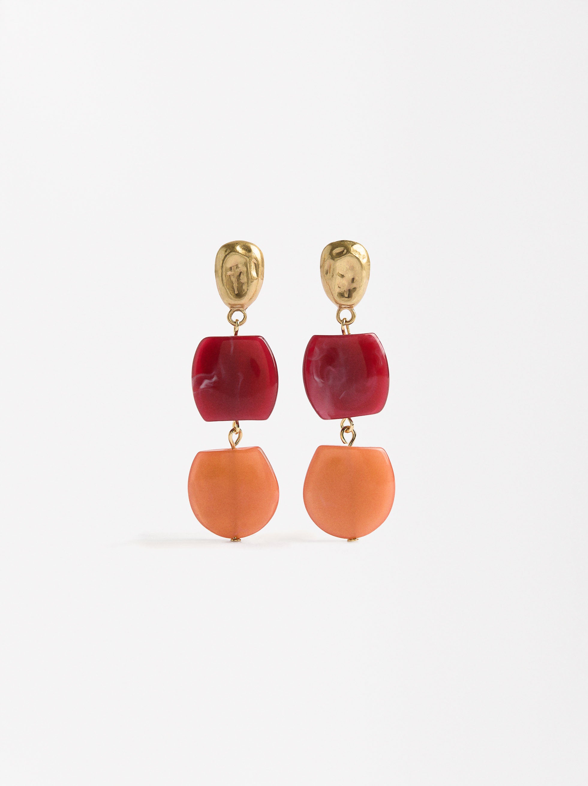 Aretes Largos Con Efecto Piedra