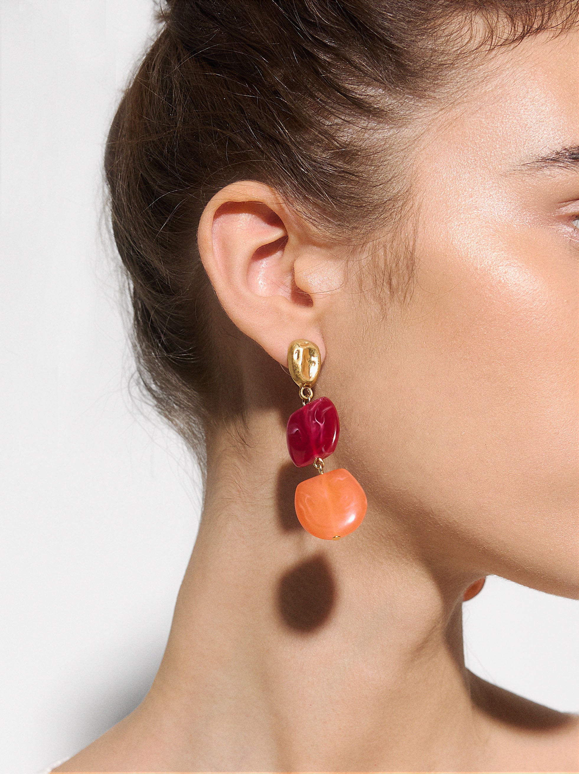 Aretes Largos Con Efecto Piedra