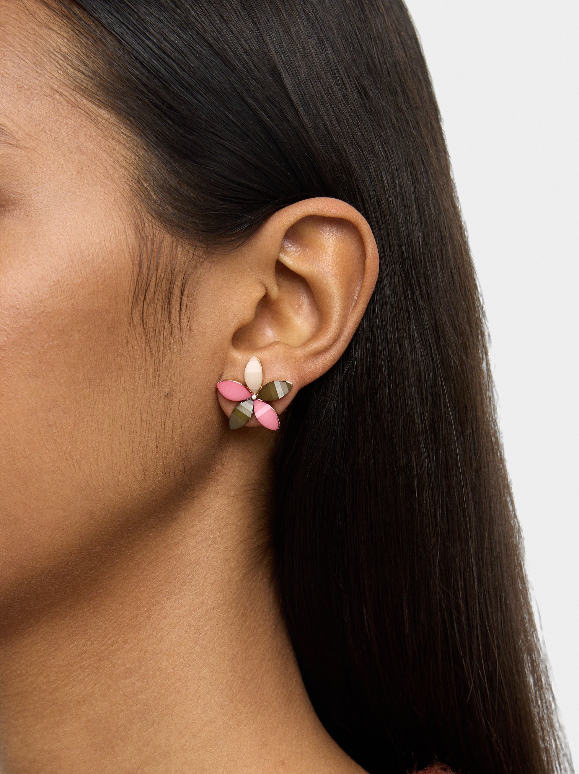 Pendientes Flor Con Resina