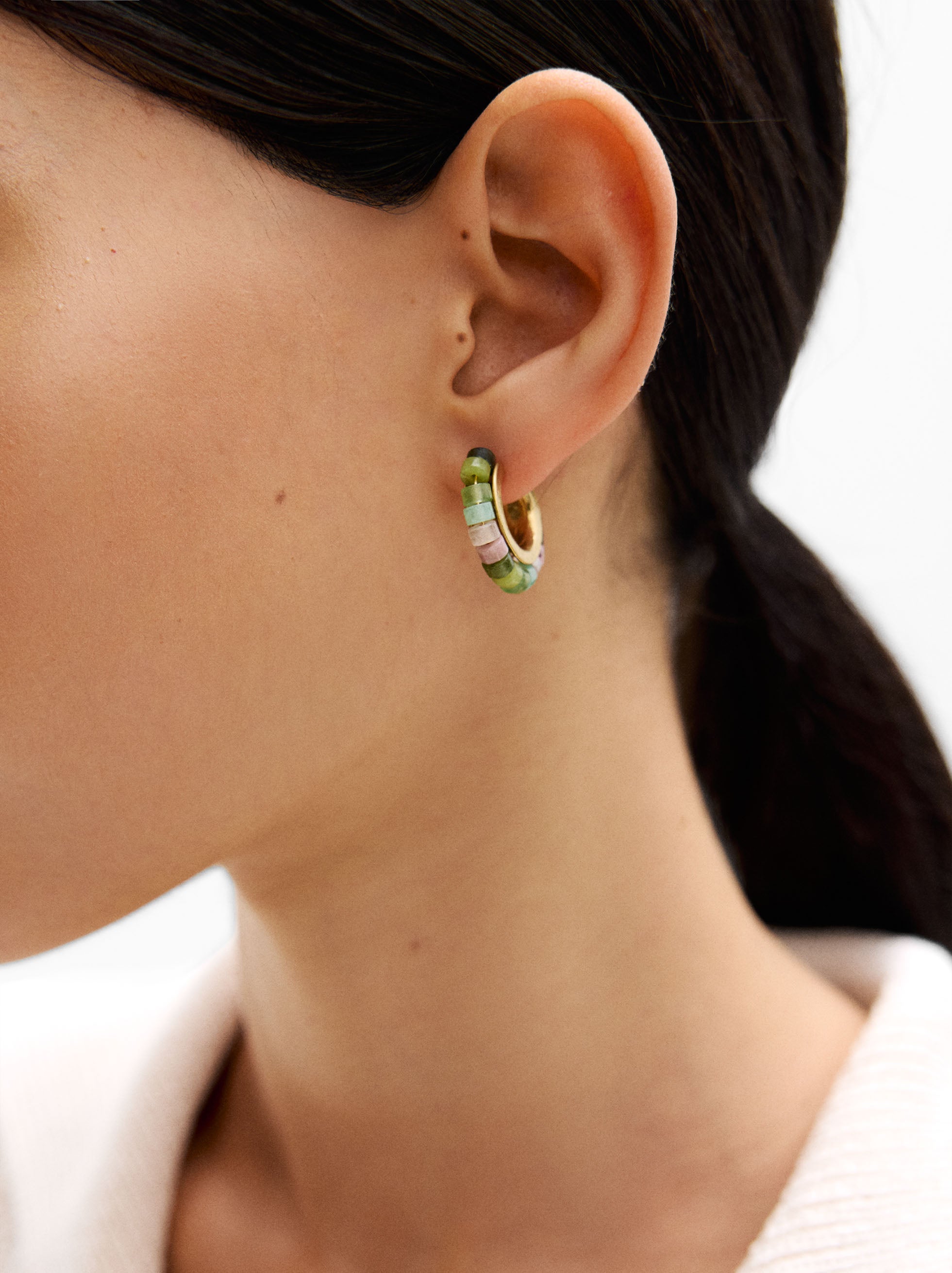 Aros Con Cuentas De Piedra