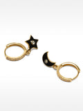 Aretes De Aro Cortos Luna Y Estrella