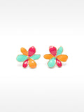 Aretes De Flor Multicolor Esmaltados