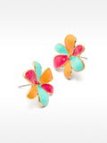 Aretes De Flor Multicolor Esmaltados