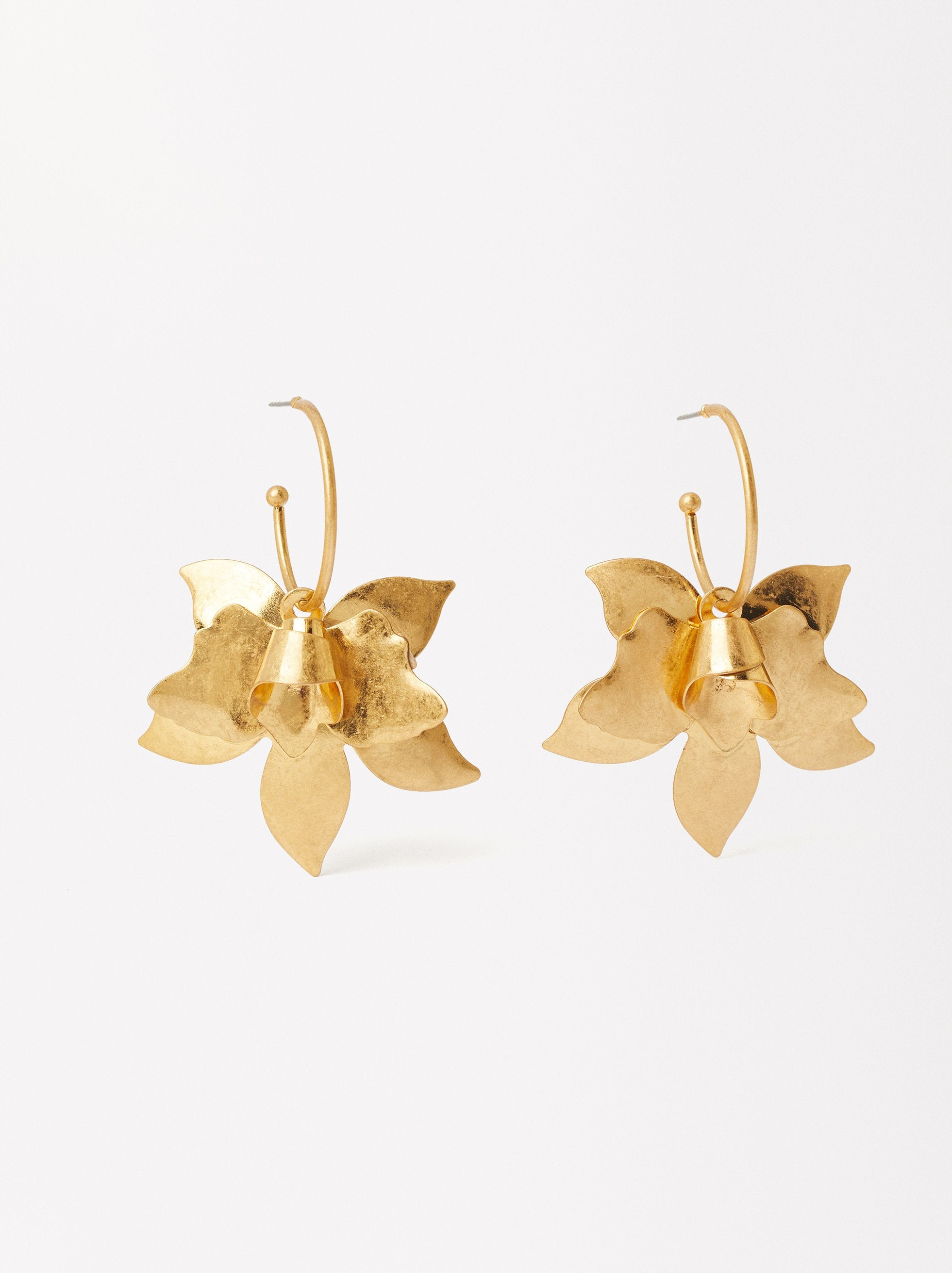 Aretes De Aro Con Flor