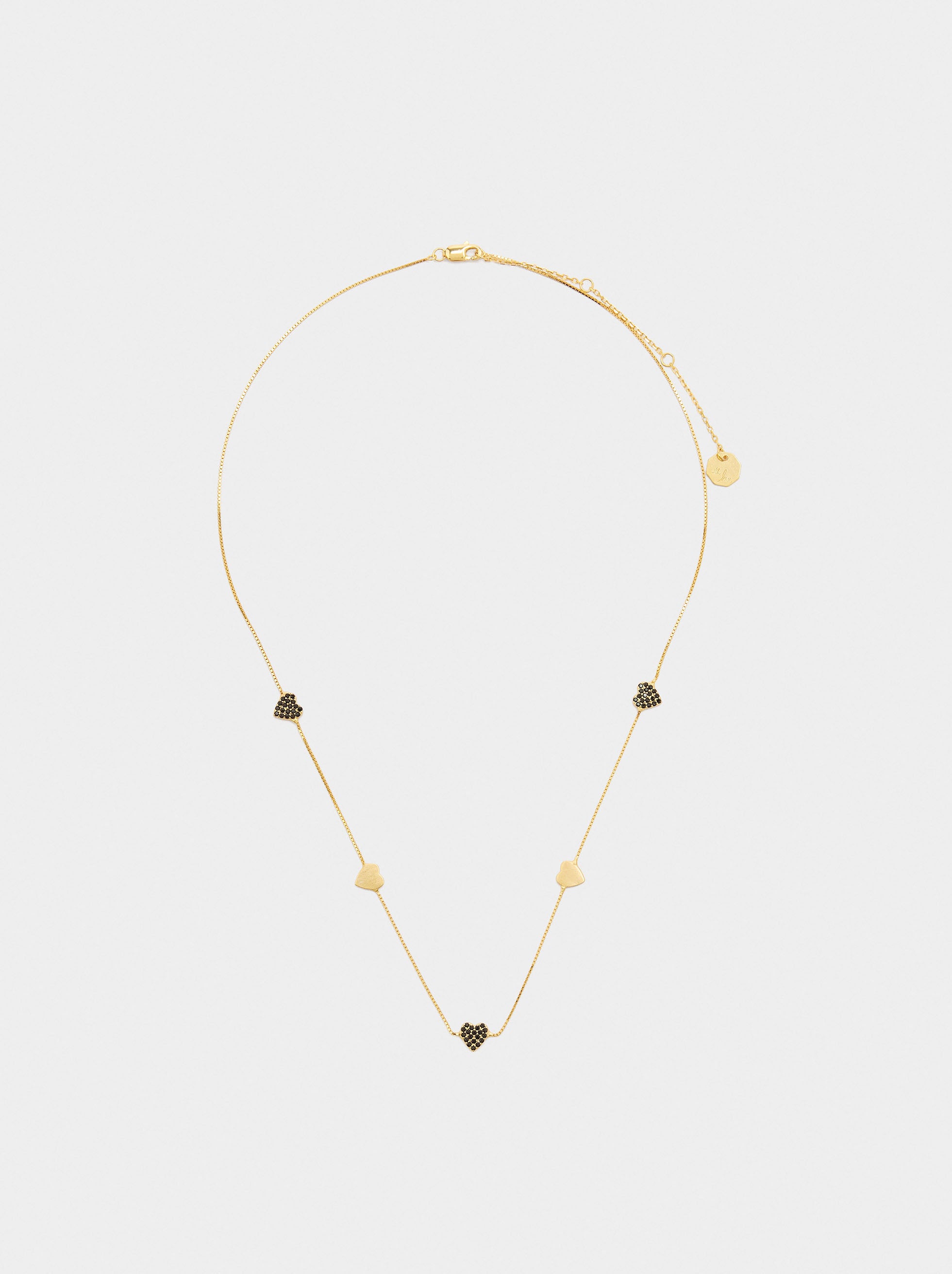 Collar Con Corazones Cristal - Plata De Ley 925
