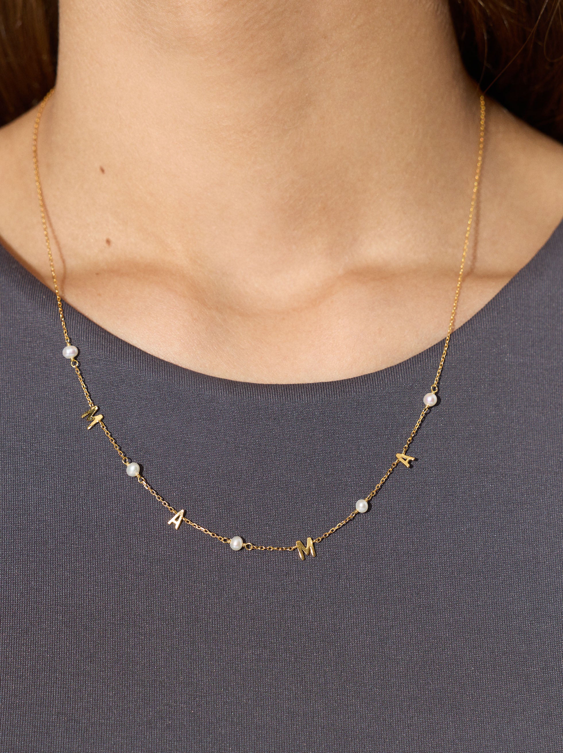 Collar Mama Con Perlas De Agua Dulce - Plata De Ley 925