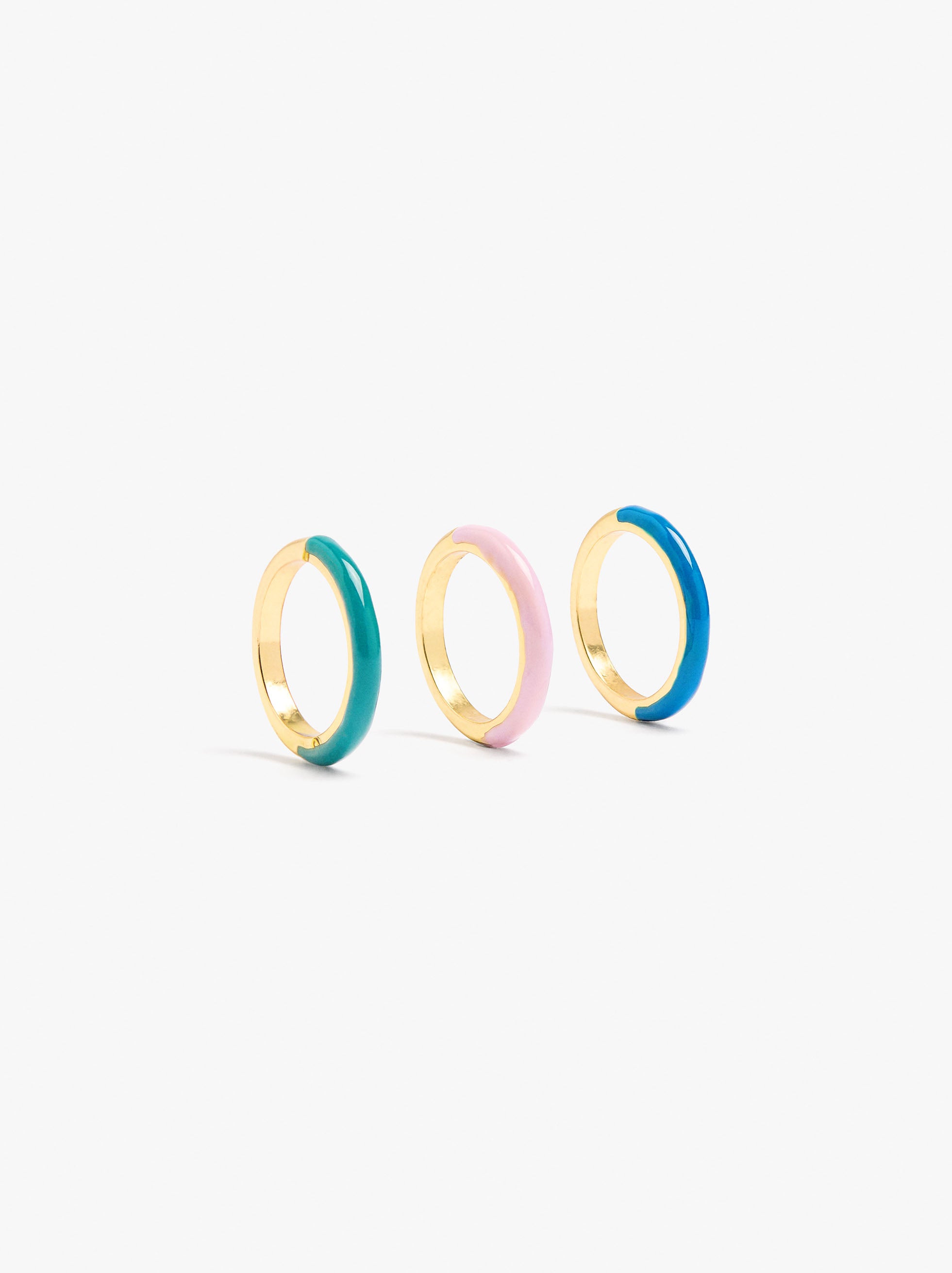 Set De Anillos Con Esmalte