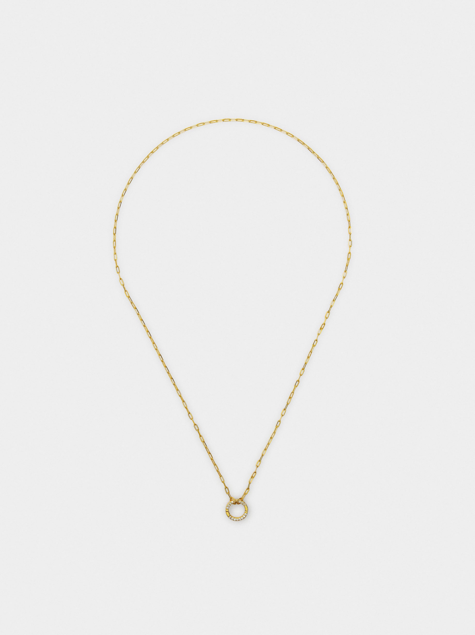 Collar De Eslabones Pendente Con Circonitas - Plata De Ley 925